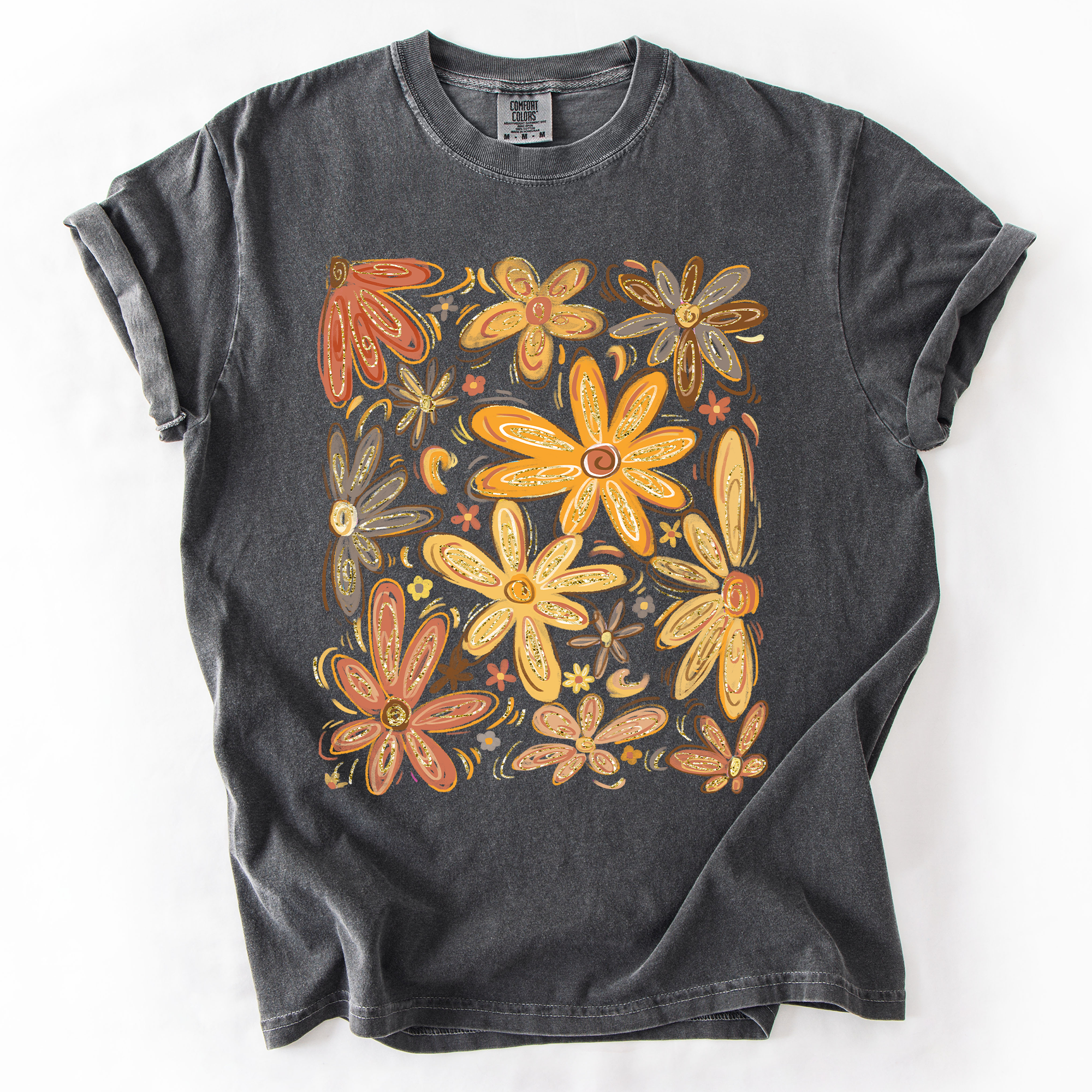 Beautiful Autumn Flowers, Fall, Floral, Watercolor, Comfort Colors T-Shirt