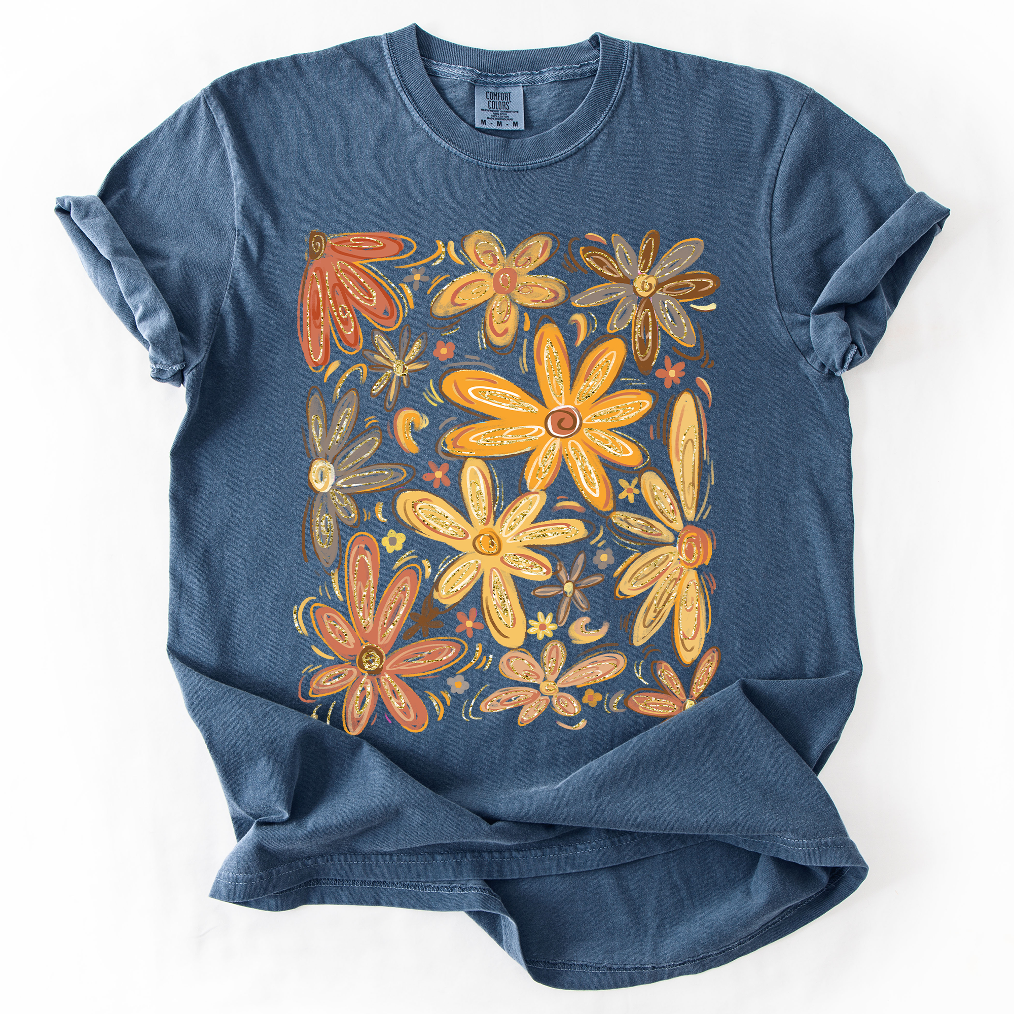 Beautiful Autumn Flowers, Fall, Floral, Watercolor, Comfort Colors T-Shirt