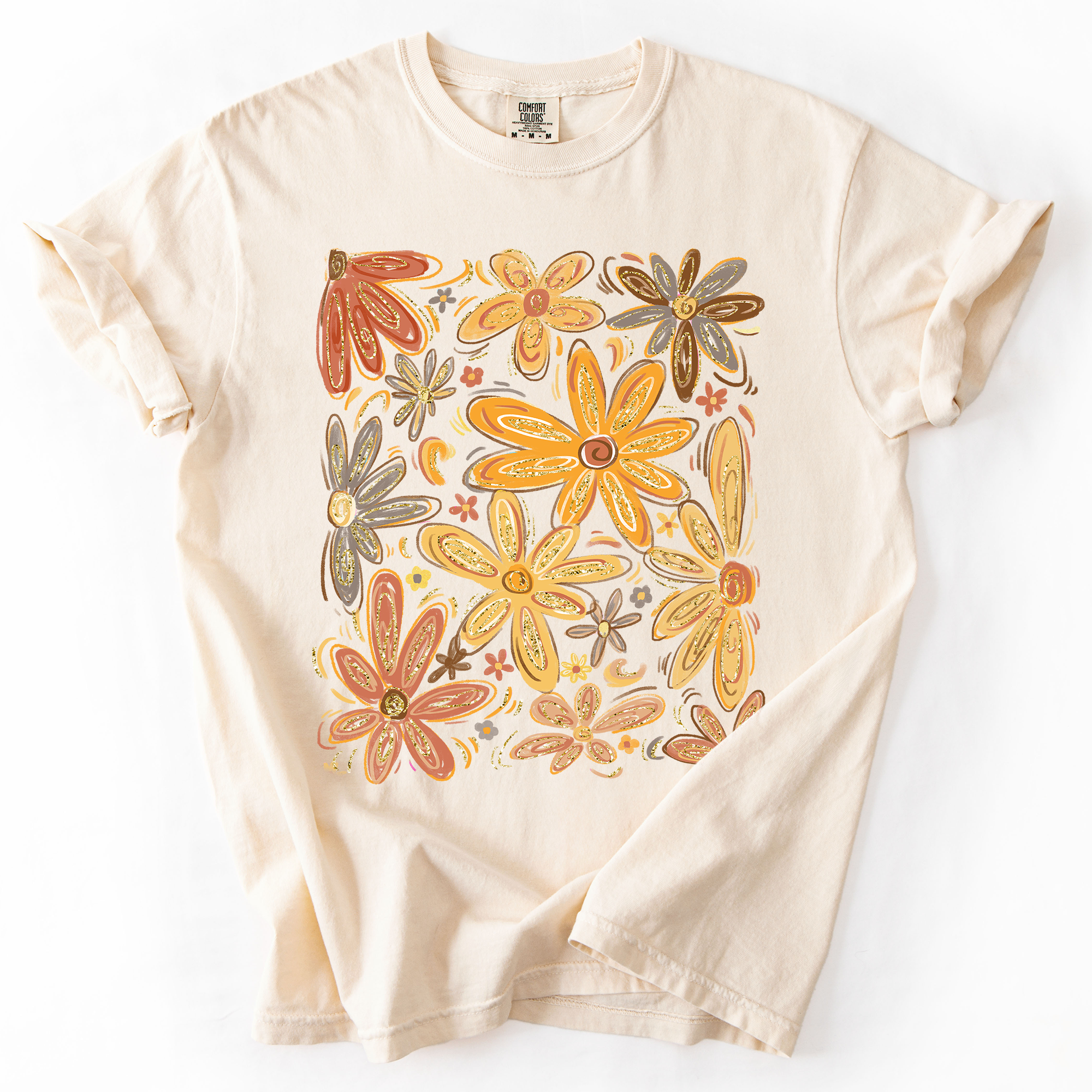 Beautiful Autumn Flowers, Fall, Floral, Watercolor, Comfort Colors T-Shirt