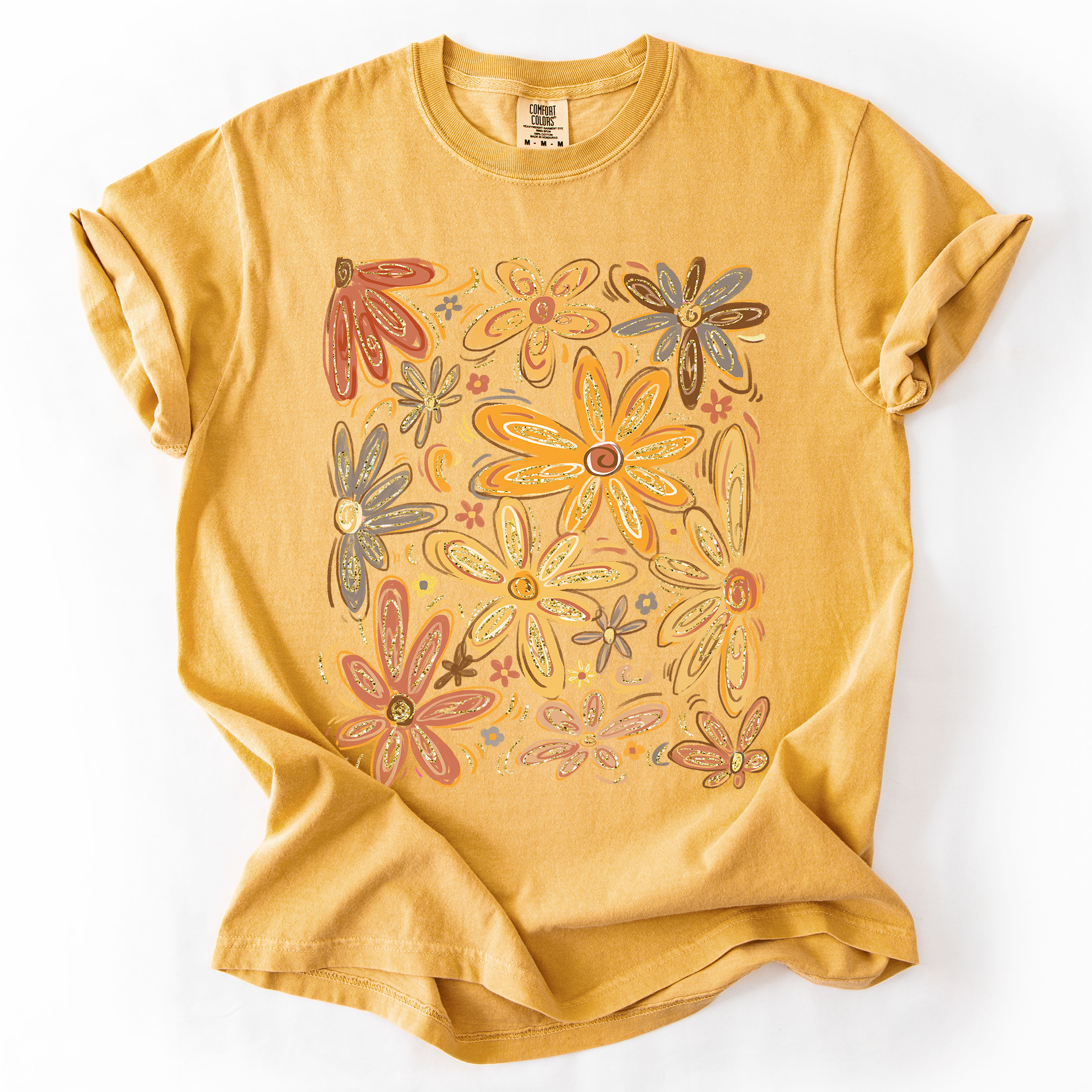 Beautiful Autumn Flowers, Fall, Floral, Watercolor, Comfort Colors T-Shirt