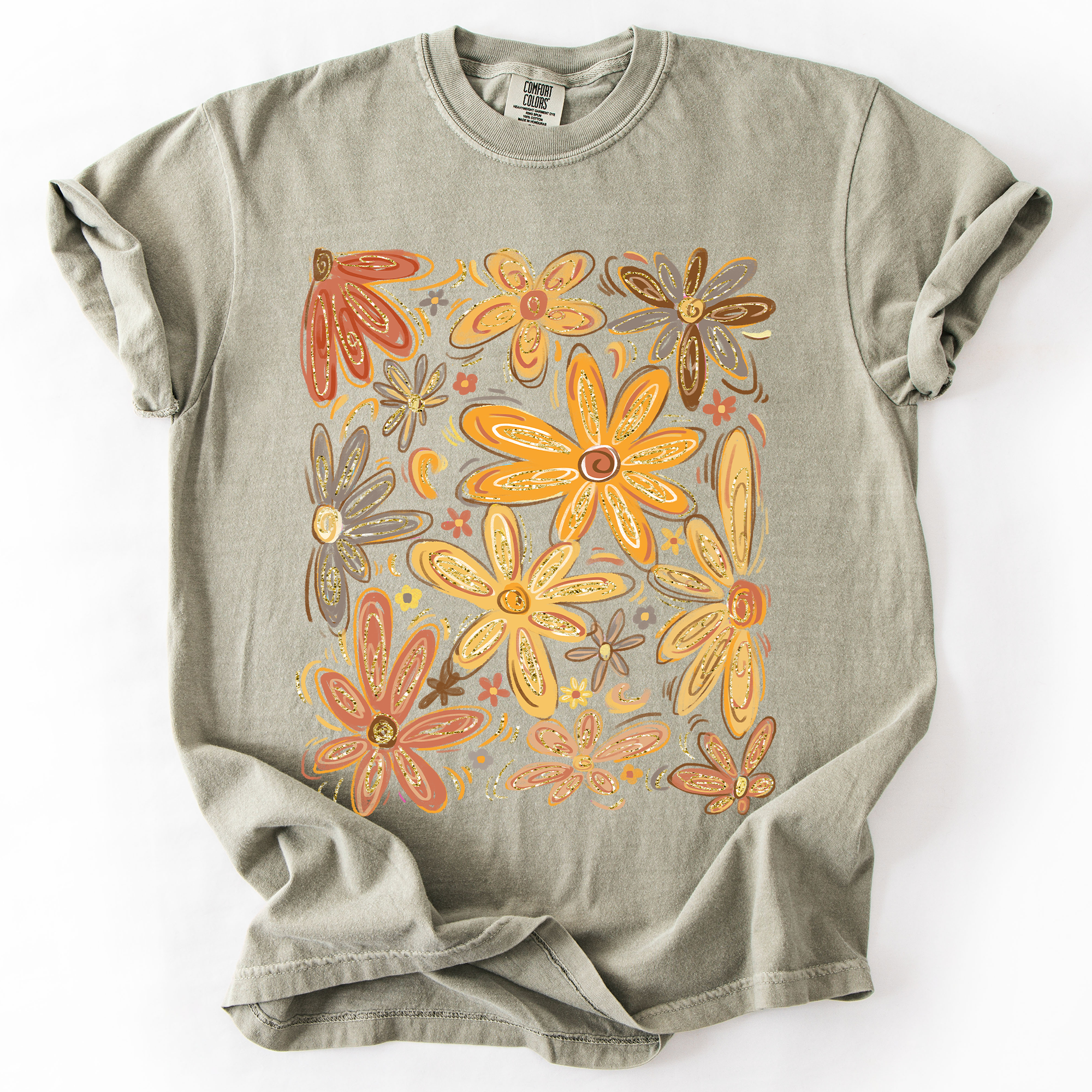 Beautiful Autumn Flowers, Fall, Floral, Watercolor, Comfort Colors T-Shirt