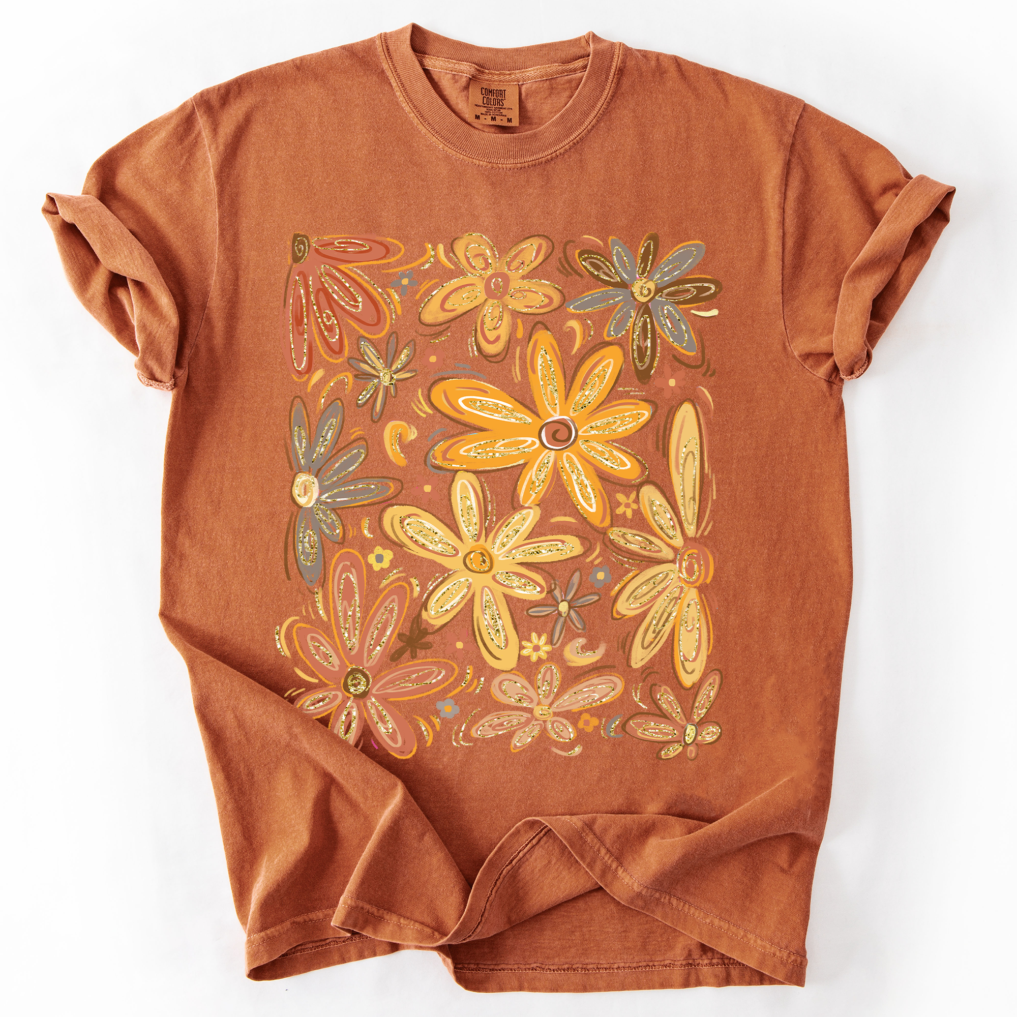 Beautiful Autumn Flowers, Fall, Floral, Watercolor, Comfort Colors T-Shirt