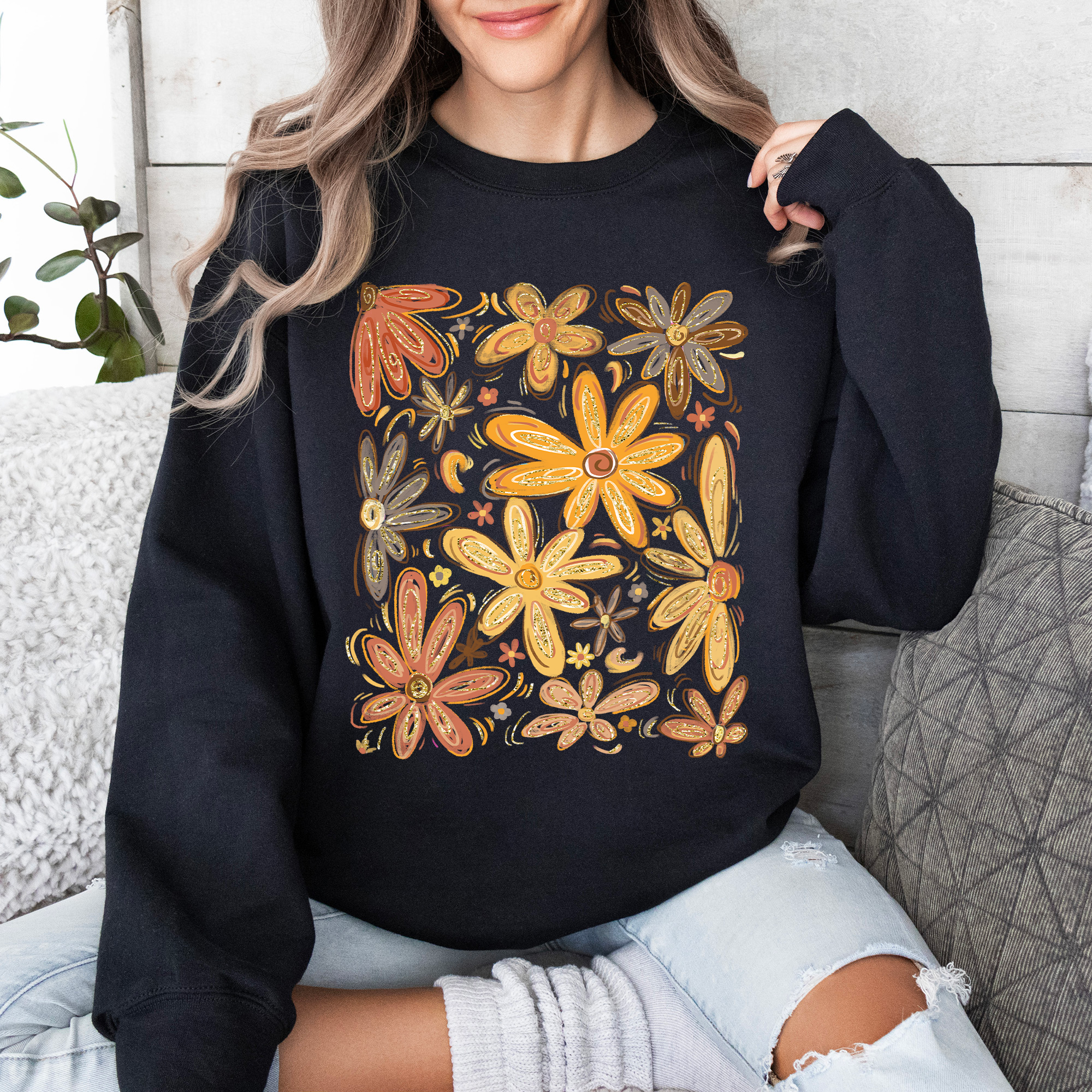 Beautiful Autumn Flowers, Fall, Floral, Watercolor Sweatshirt