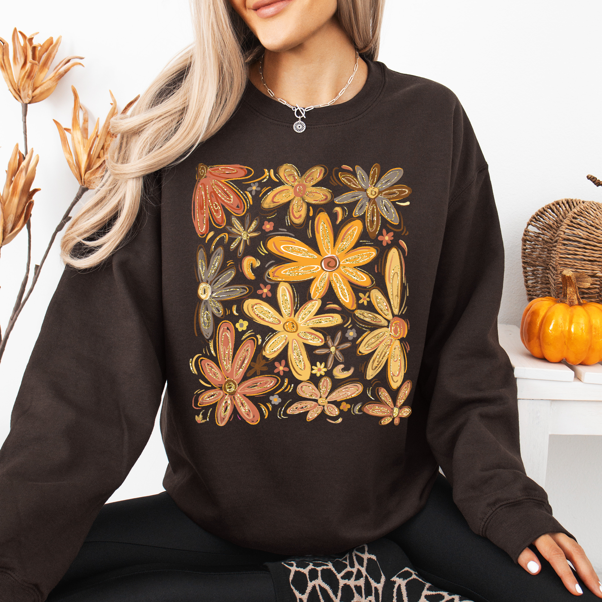 Beautiful Autumn Flowers, Fall, Floral, Watercolor Sweatshirt