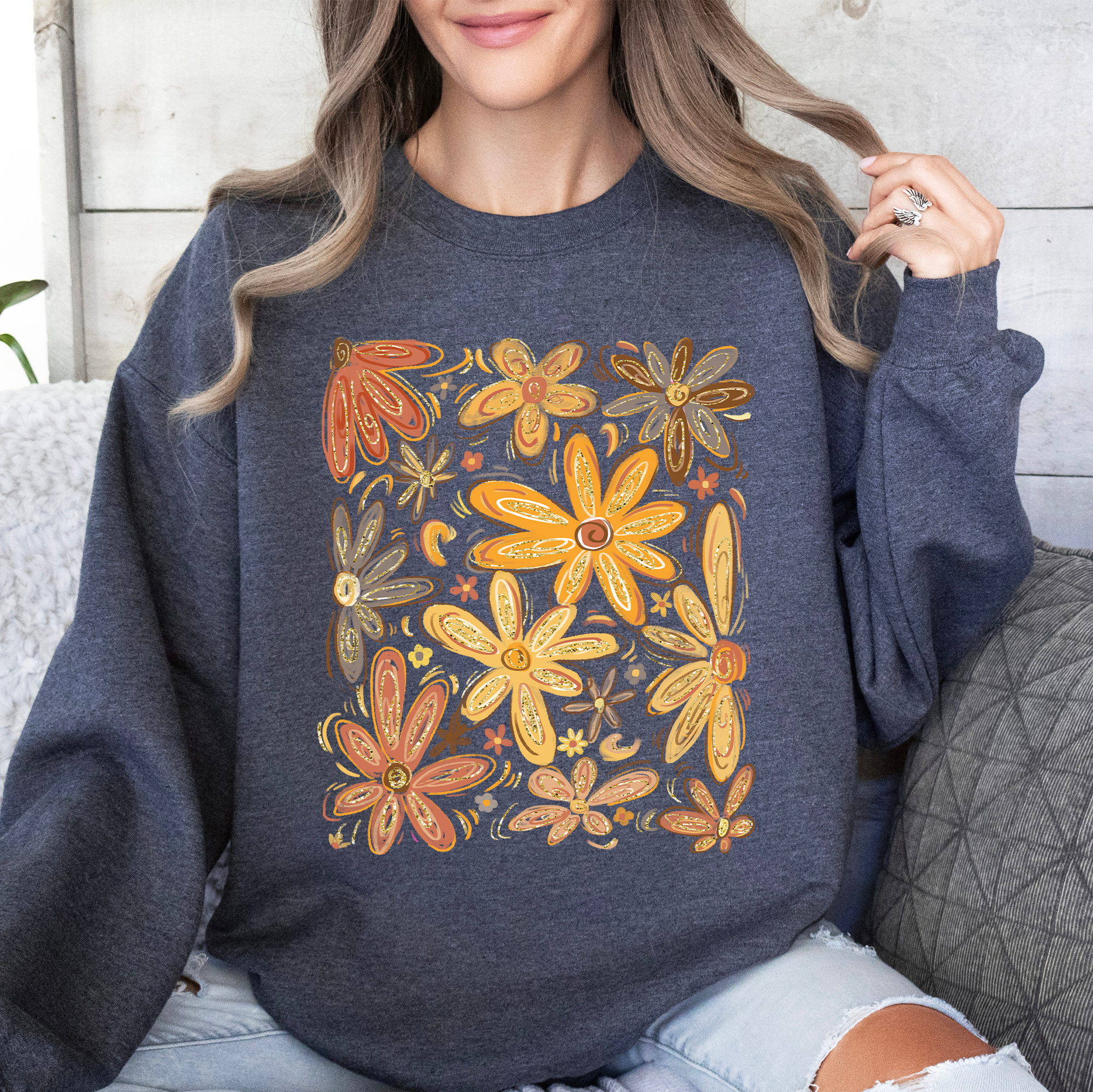 Beautiful Autumn Flowers, Fall, Floral, Watercolor Sweatshirt