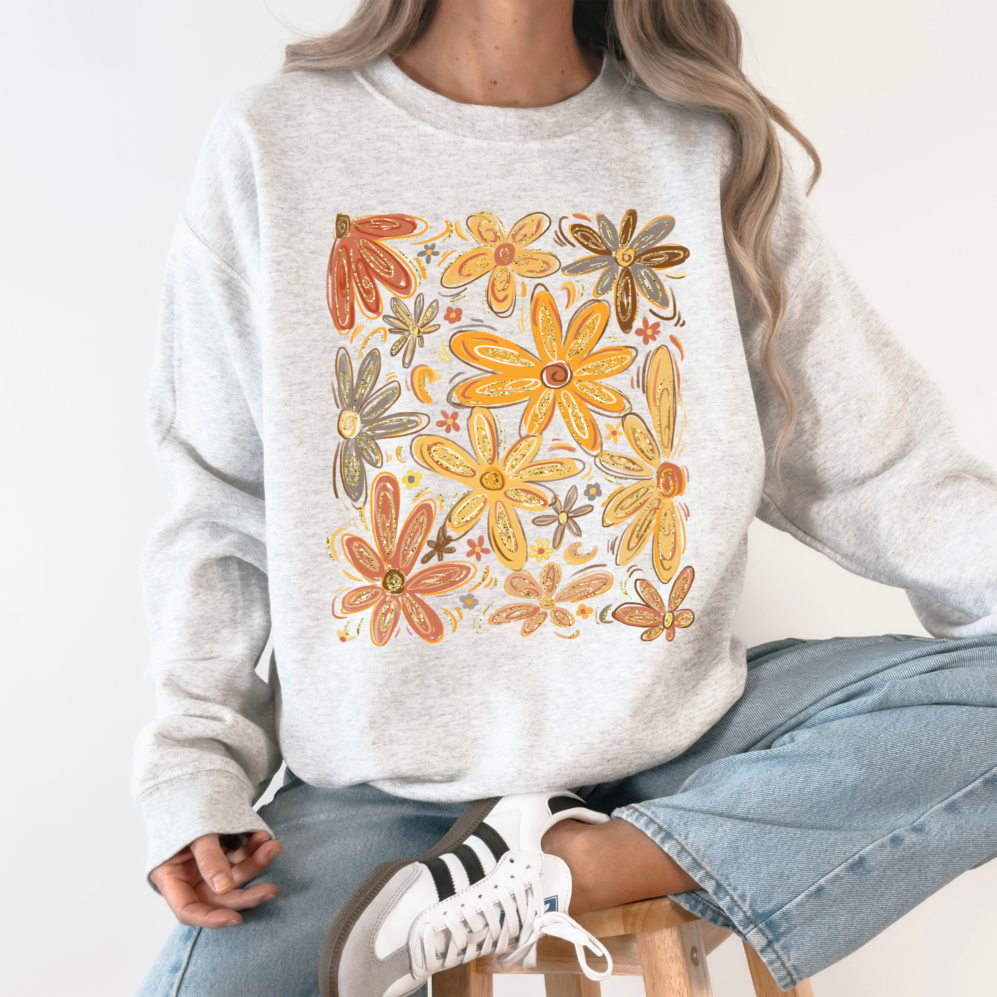 Beautiful Autumn Flowers, Fall, Floral, Watercolor Sweatshirt