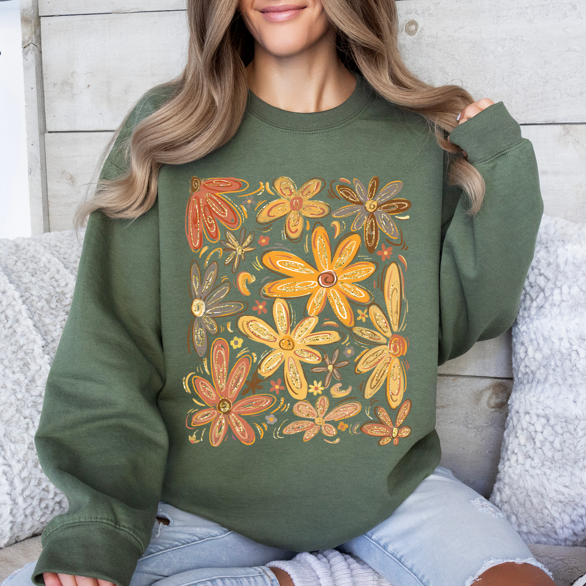 Beautiful Autumn Flowers, Fall, Floral, Watercolor Sweatshirt