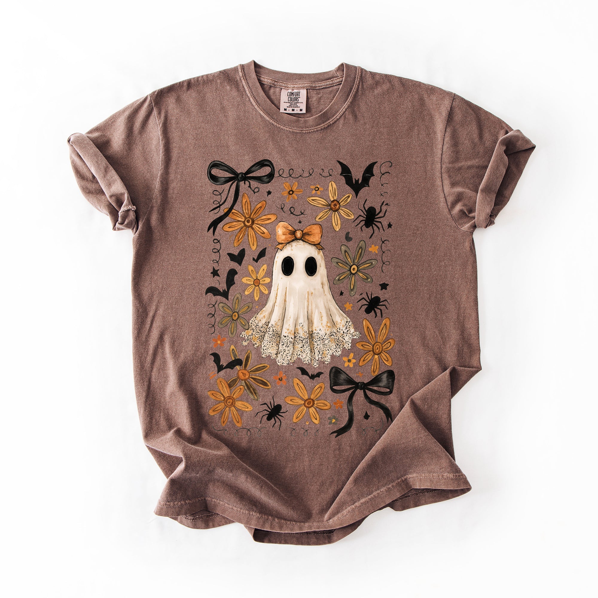 Beautiful Halloween, Bows, Bats, Flowers, Comfort Colors T-Shirt