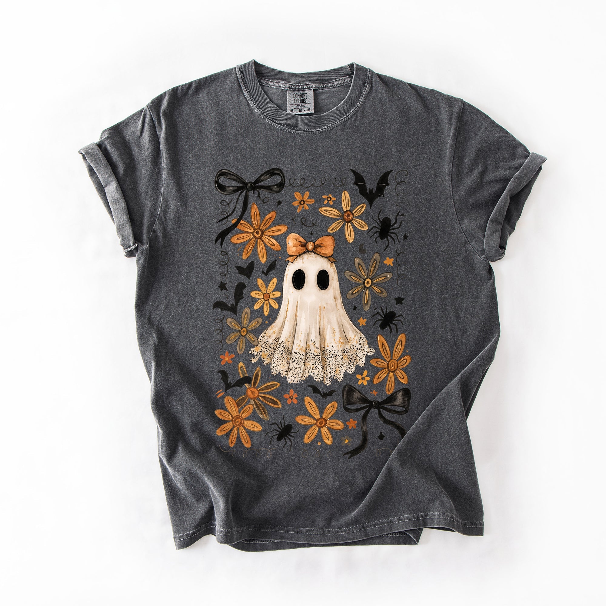 Beautiful Halloween, Bows, Bats, Flowers, Comfort Colors T-Shirt