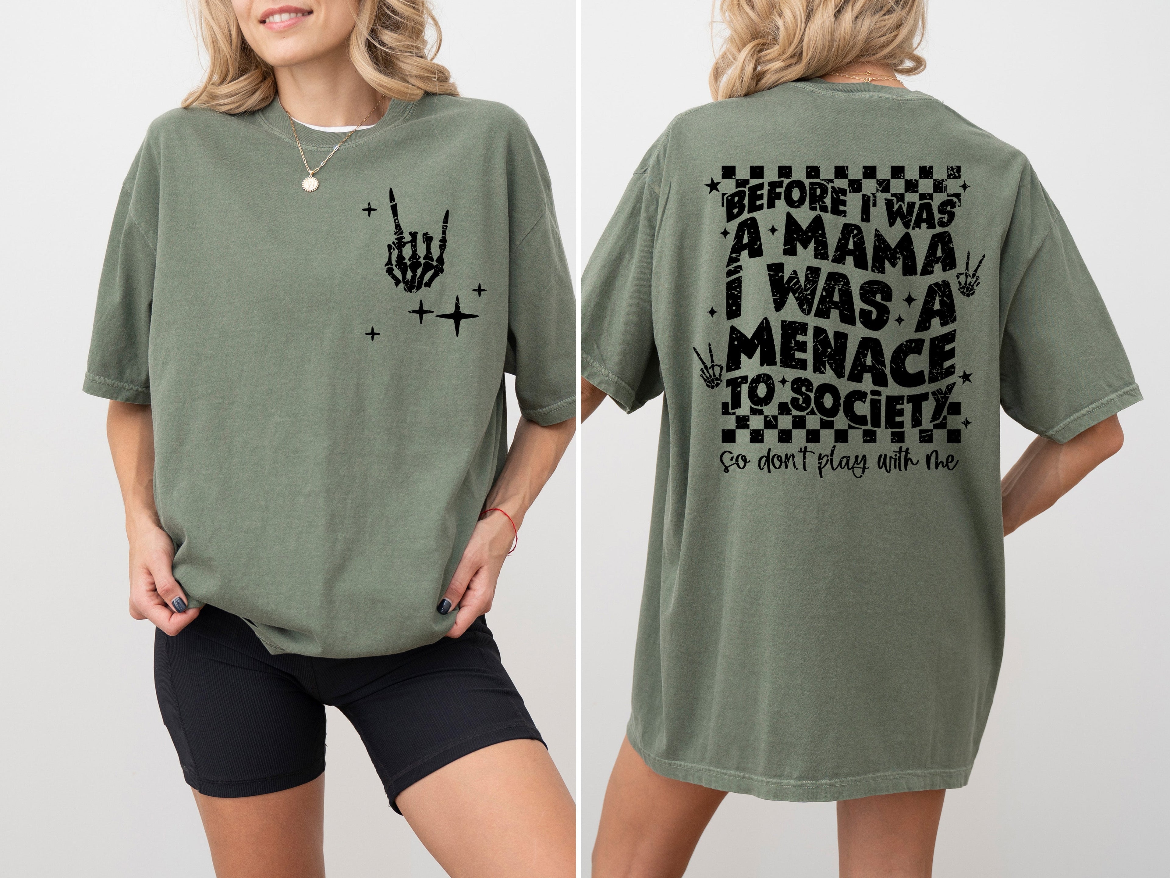 Before I Was A Mama, I Was A Menace To Society, Rap, Vintage, Funny, Mother, Mom, Humorous Tshirt Comfort Colors T-Shirt