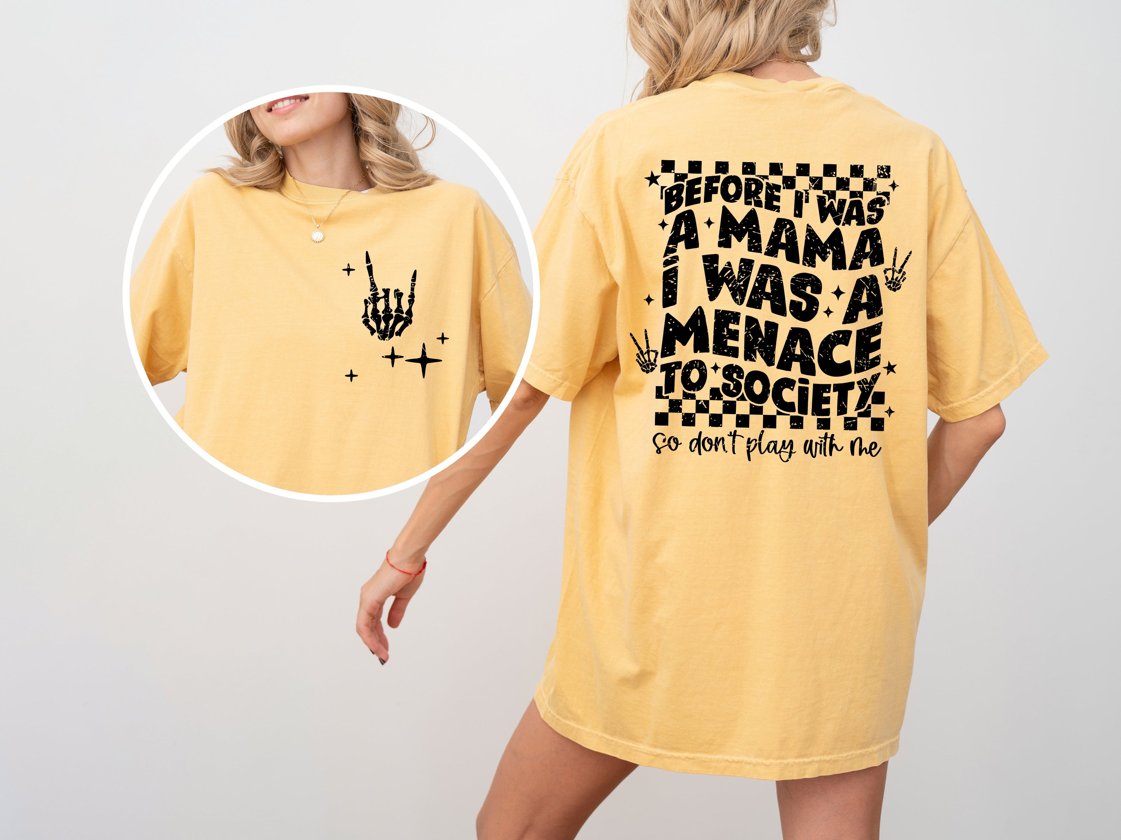 Before I Was A Mama, I Was A Menace To Society, Rap, Vintage, Funny, Mother, Mom, Humorous Tshirt Comfort Colors T-Shirt