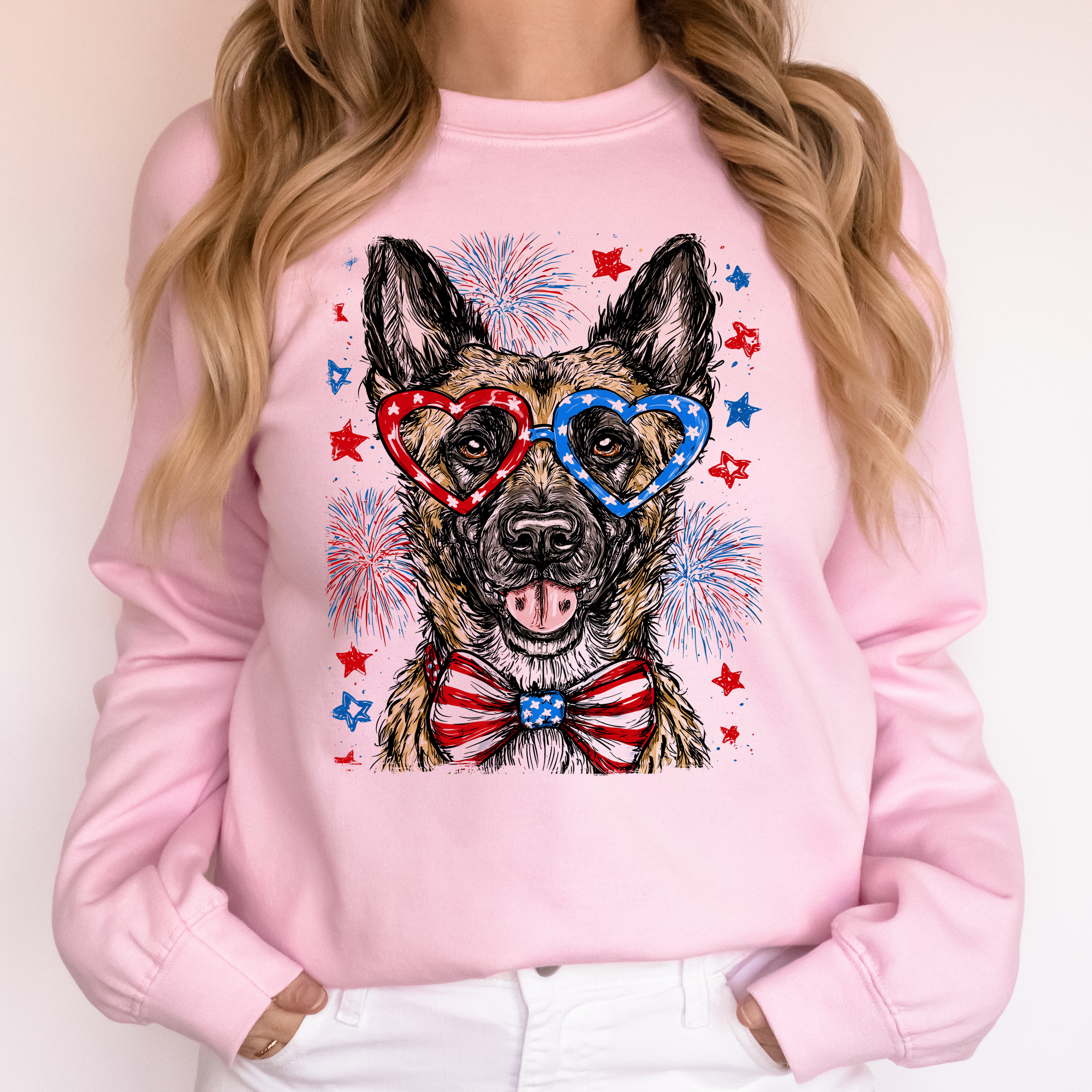 Belgian Malinois Patriotic Dog, USA, America, Pet Lover, 4th of July Sweatshirt