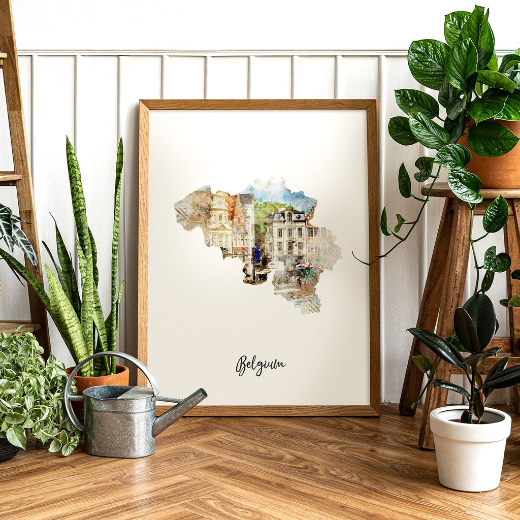Belgium Watercolor Map