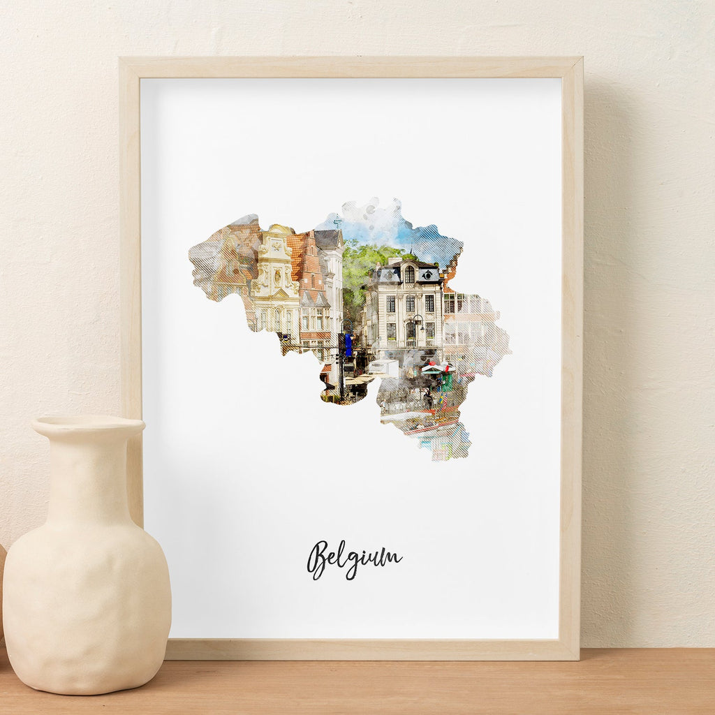 Belgium Watercolor Map