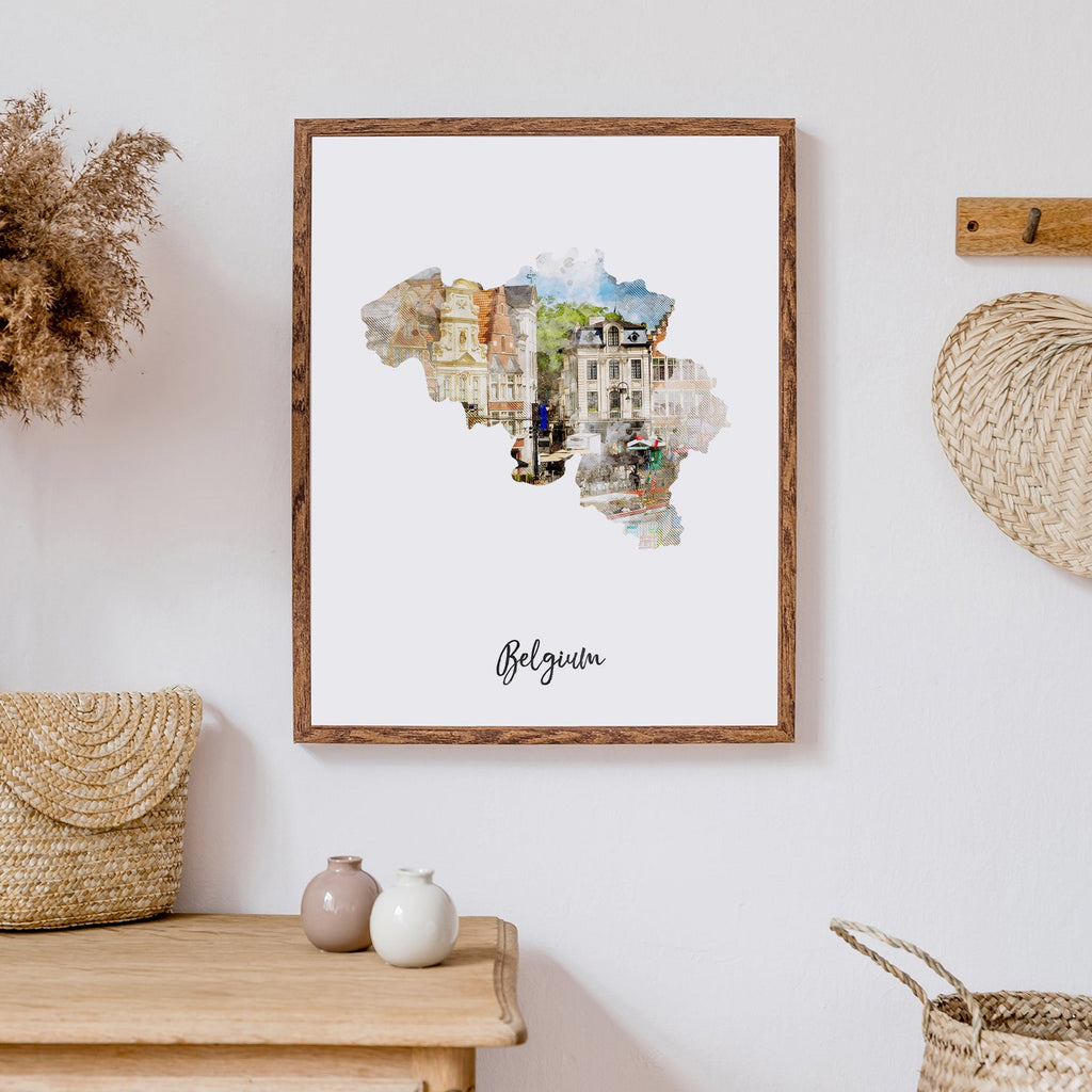 Belgium Watercolor Map