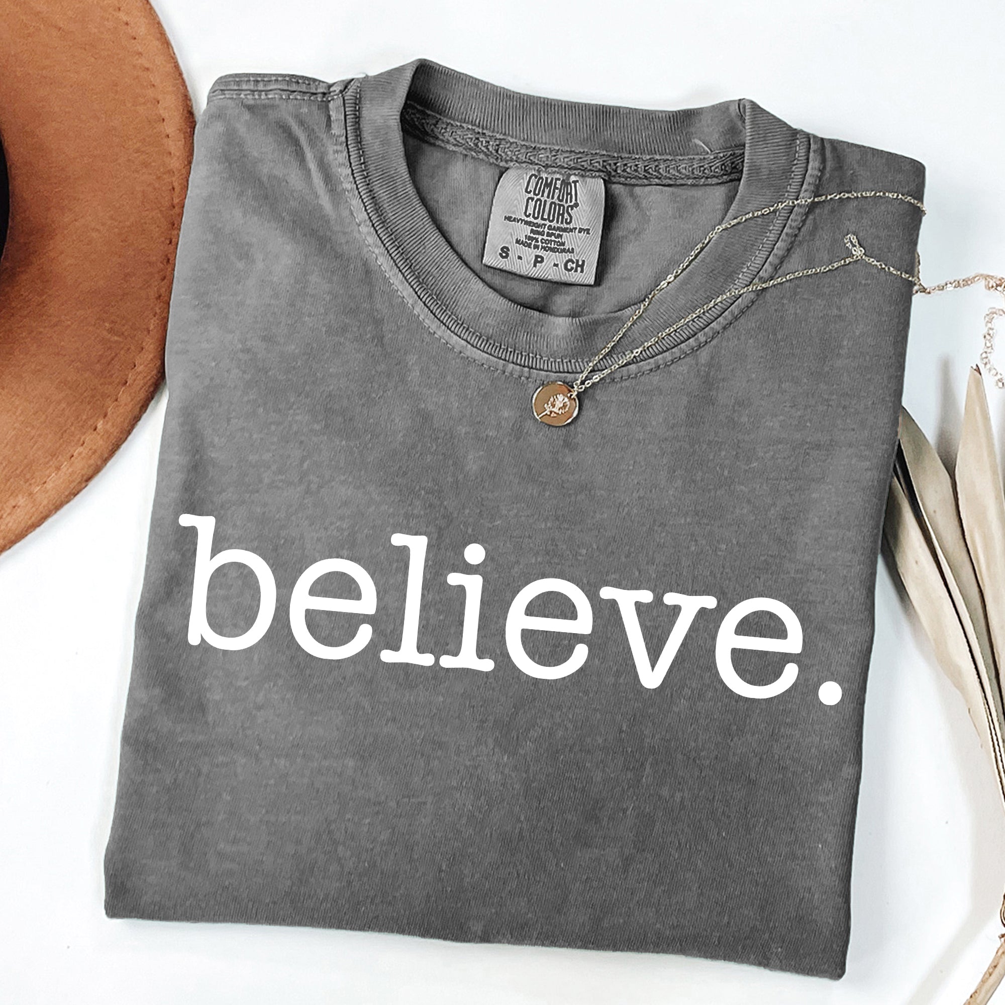 Believe, Classic Minimalist, Christmas, Winter, Snow, Santa, Xmas Tshirt Comfort Colors T-Shirt