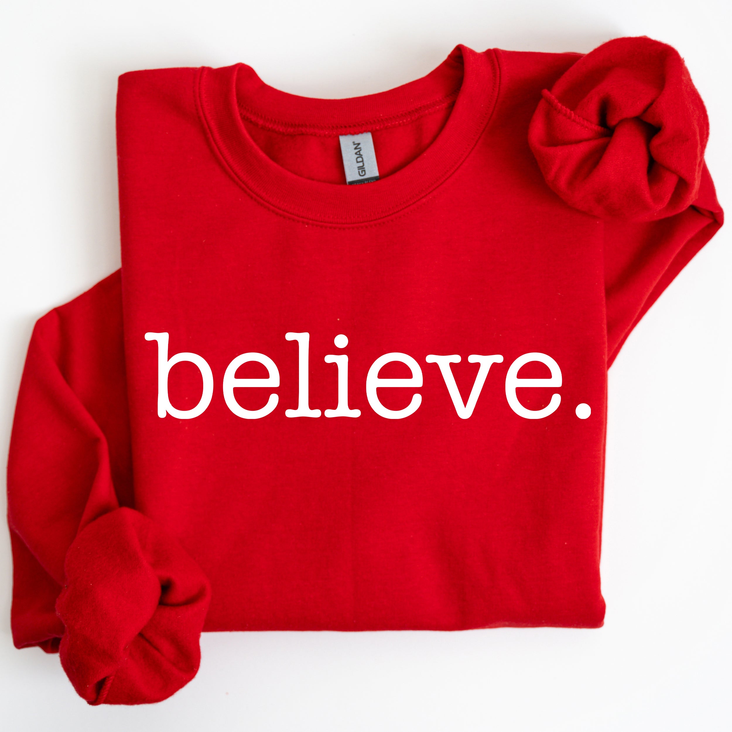 Believe, Classic Minimalist, Christmas, Winter, Snow, Santa, Xmas Sweatshirt