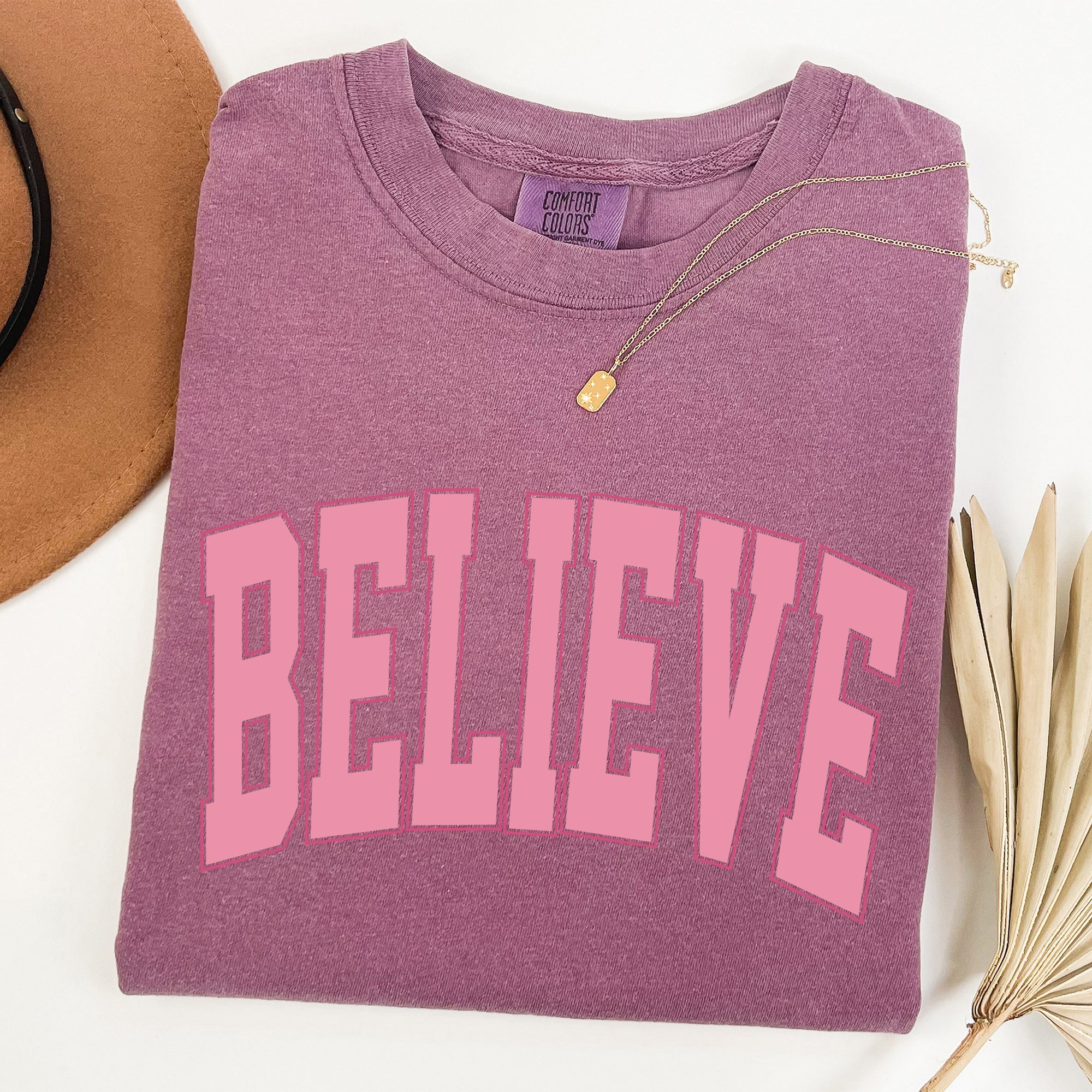 Believe, Varsity, Collegiate, Christmas, Santa, Winter, Xmas Tshirt Comfort Colors T-Shirt