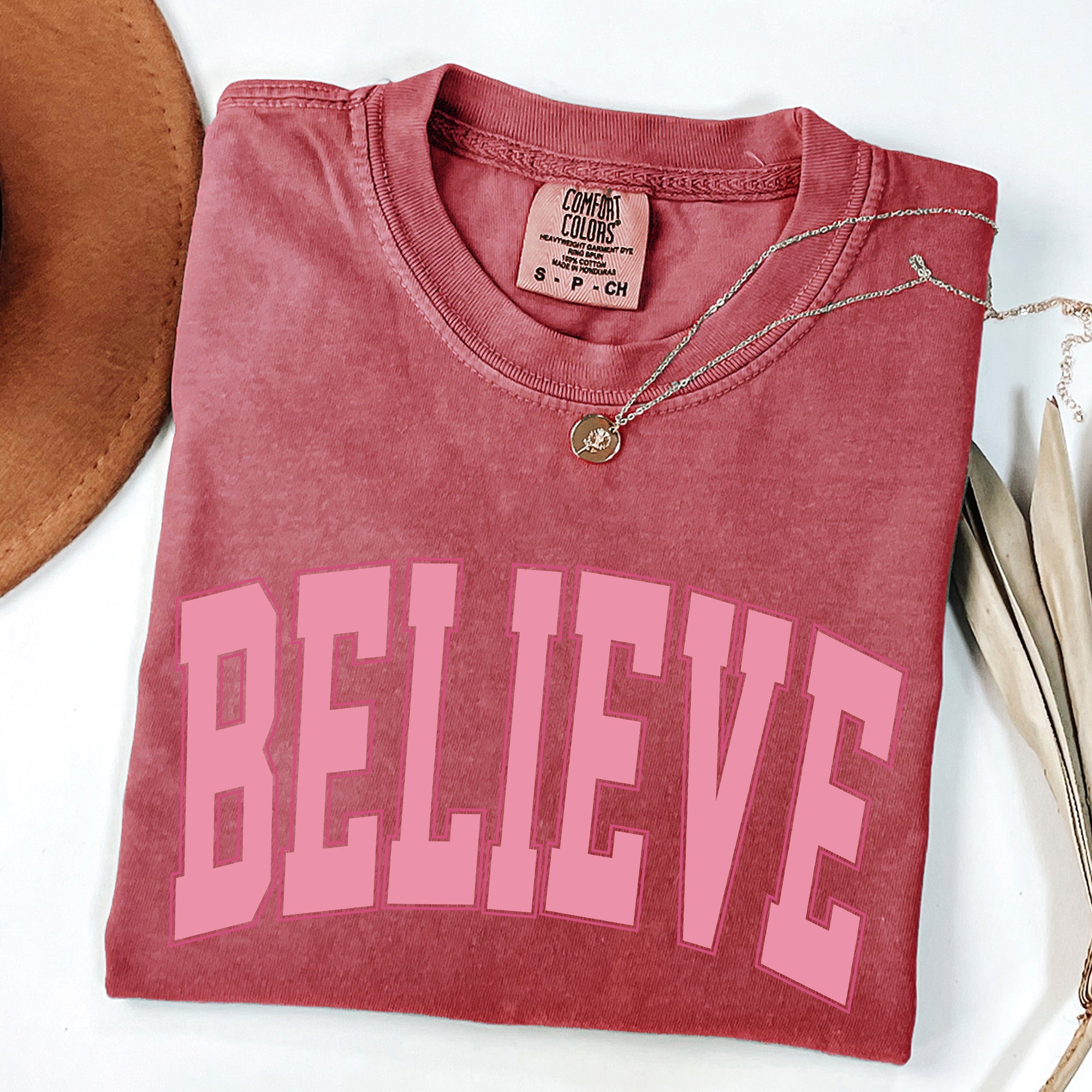 Believe, Varsity, Collegiate, Christmas, Santa, Winter, Xmas Tshirt Comfort Colors T-Shirt