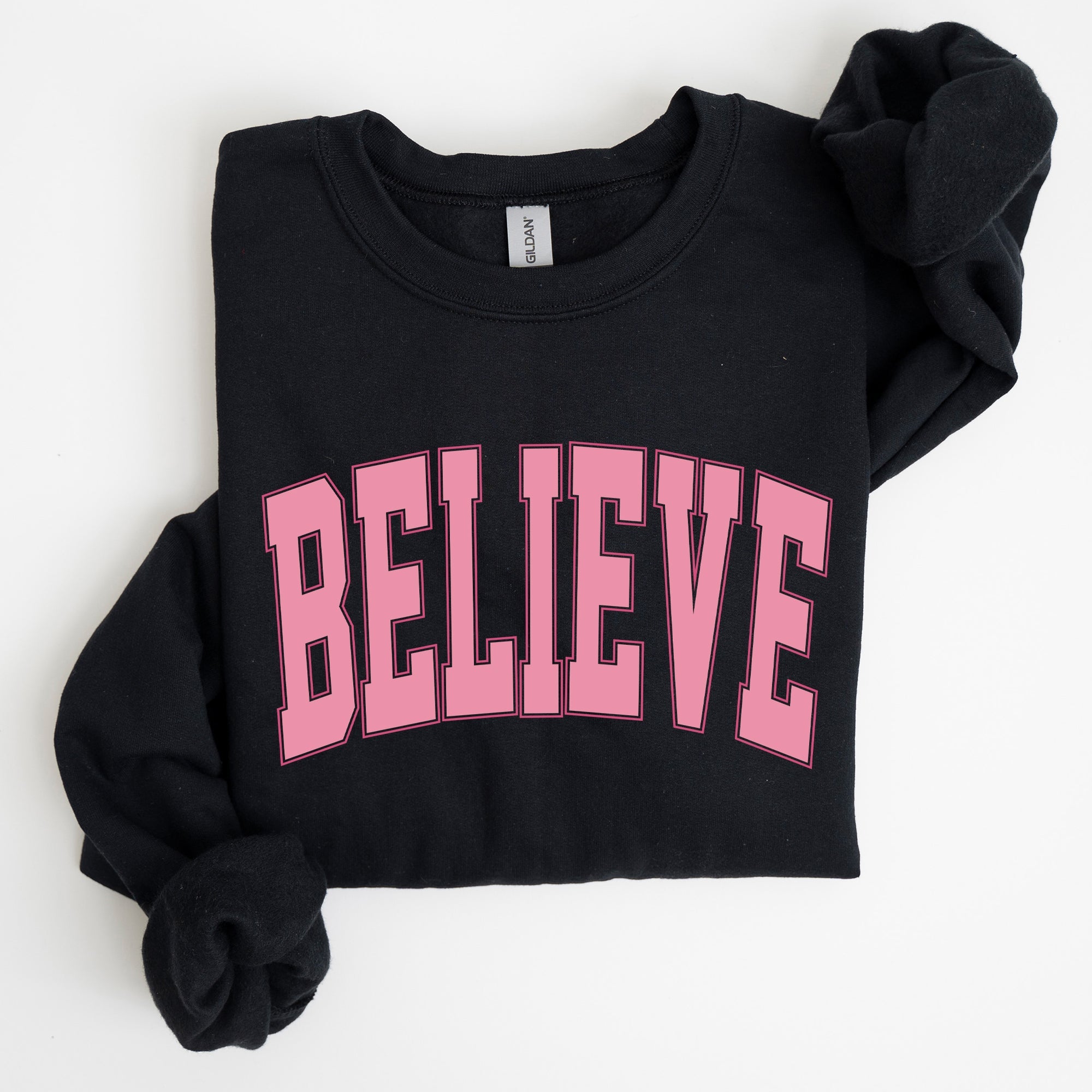 Believe, Varsity, Collegiate, Christmas, Santa, Winter, Xmas Sweatshirt