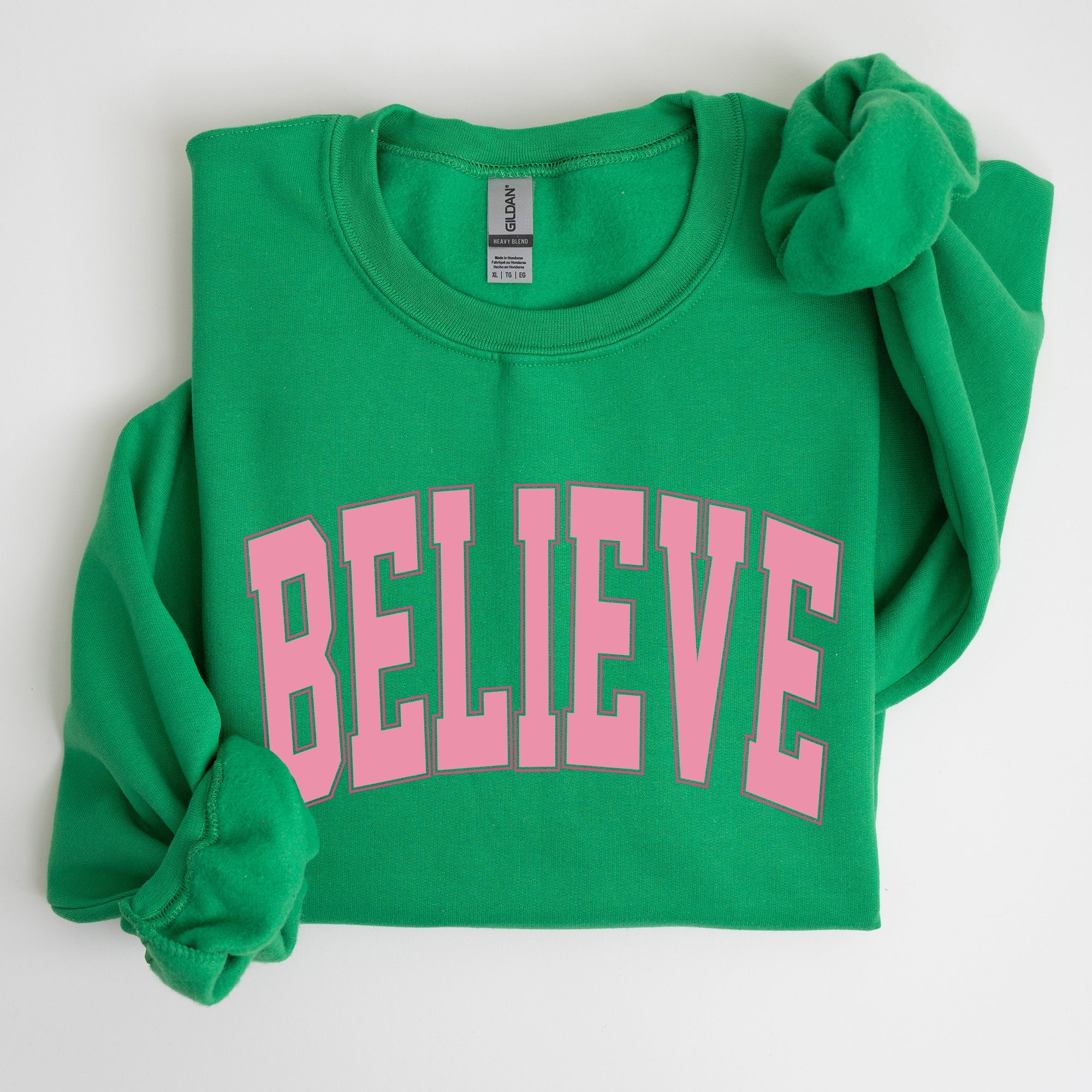 Believe, Varsity, Collegiate, Christmas, Santa, Winter, Xmas Sweatshirt