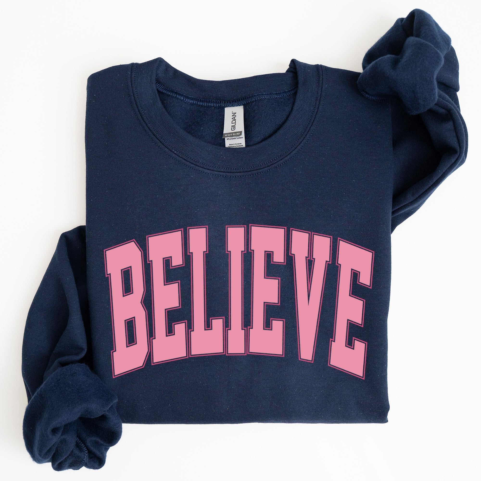 Believe, Varsity, Collegiate, Christmas, Santa, Winter, Xmas Sweatshirt