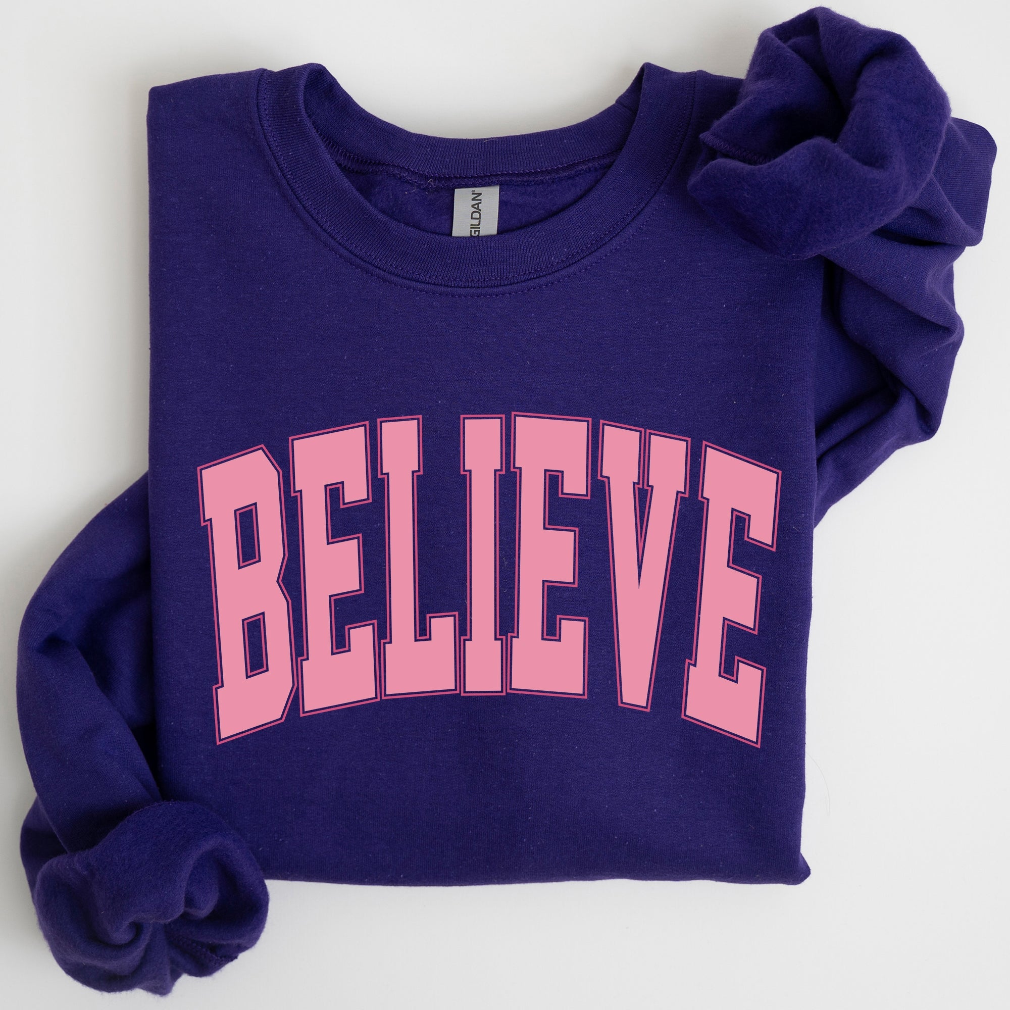 Believe, Varsity, Collegiate, Christmas, Santa, Winter, Xmas Sweatshirt