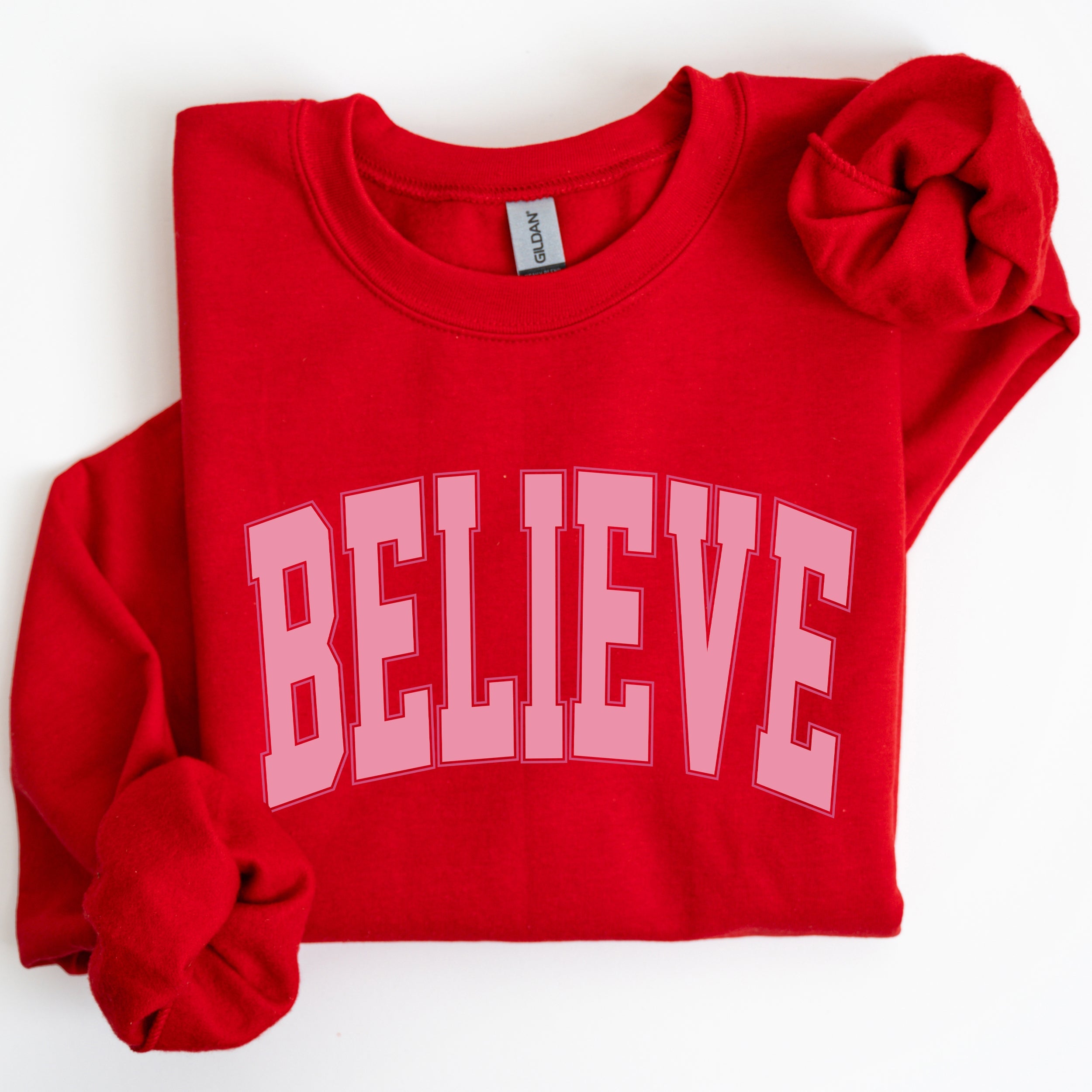 Believe, Varsity, Collegiate, Christmas, Santa, Winter, Xmas Sweatshirt