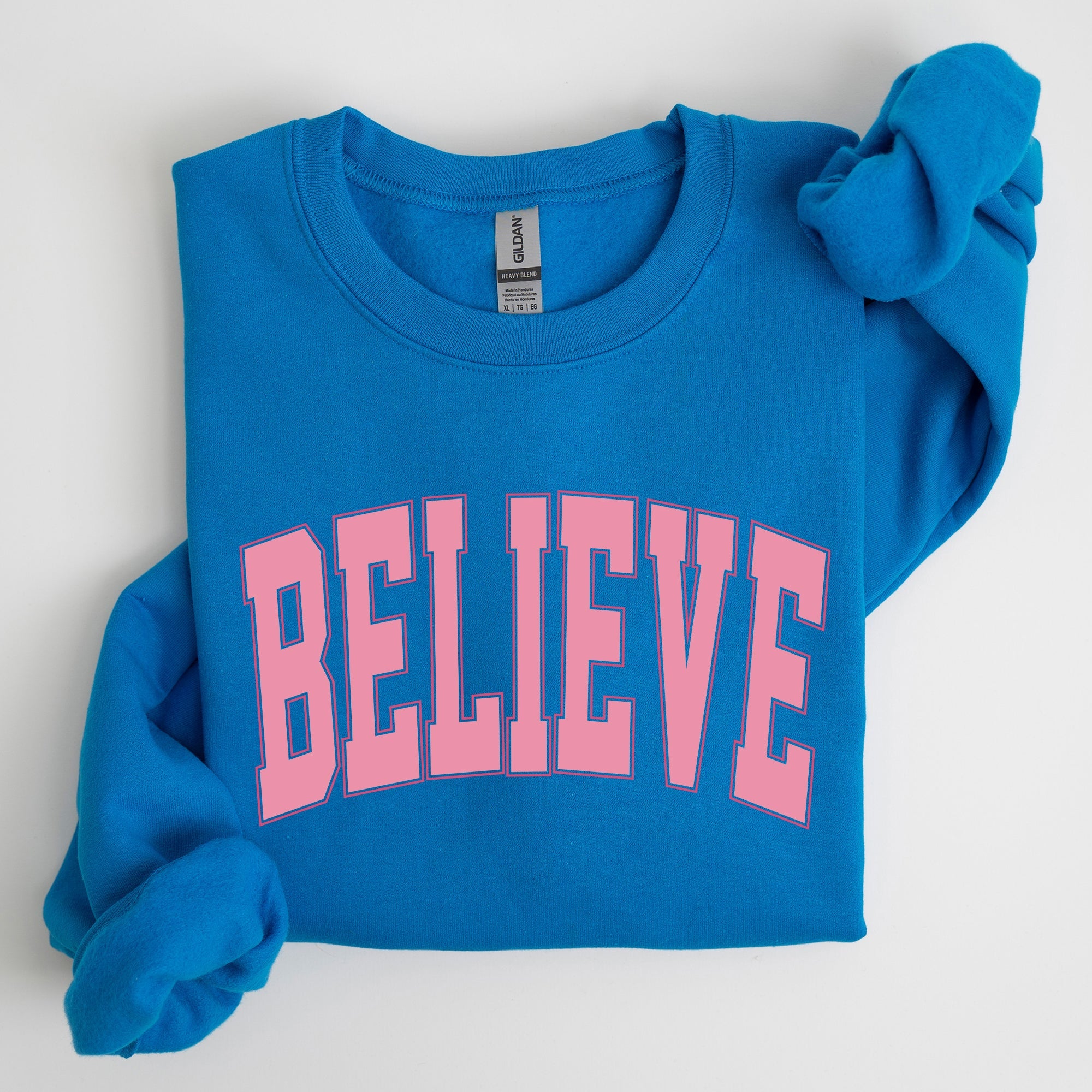 Believe, Varsity, Collegiate, Christmas, Santa, Winter, Xmas Sweatshirt