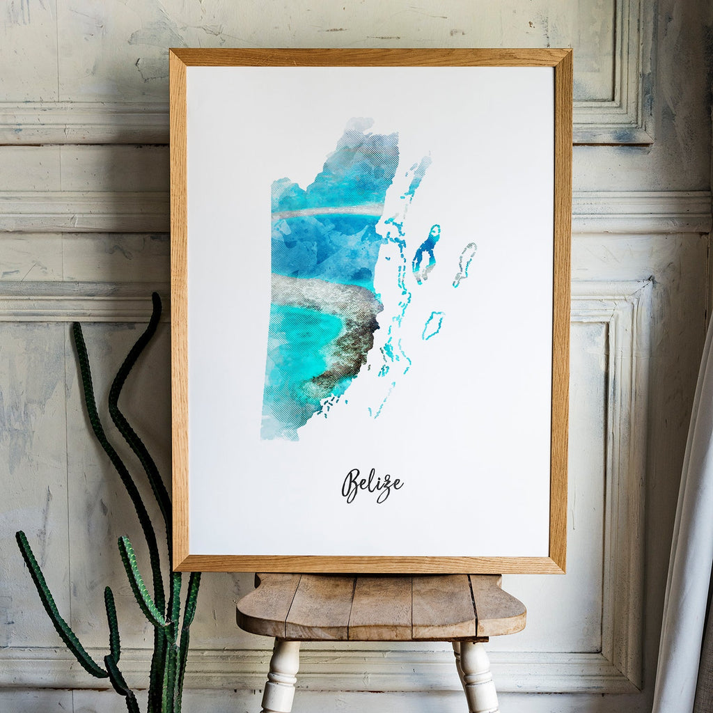 Belize Watercolor Map