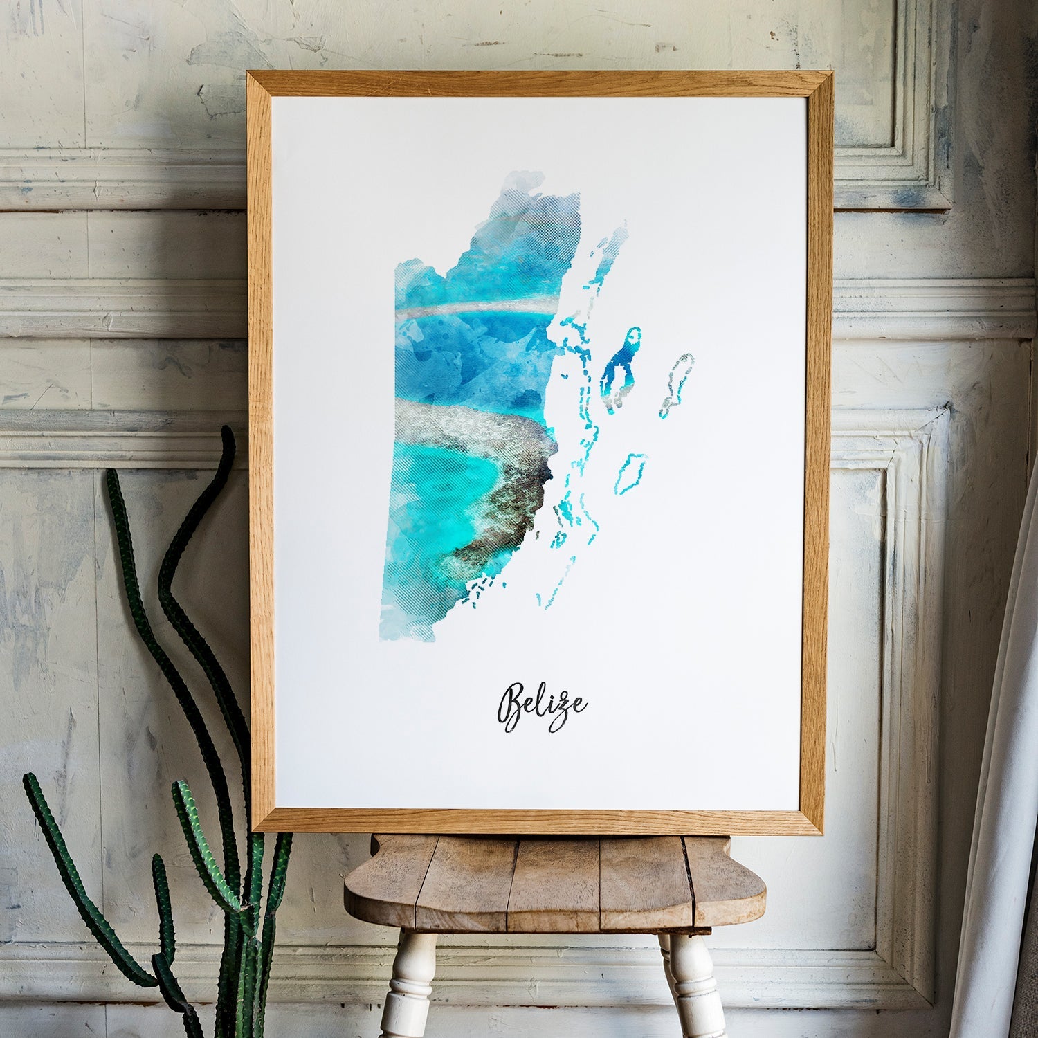Belize Watercolor Map