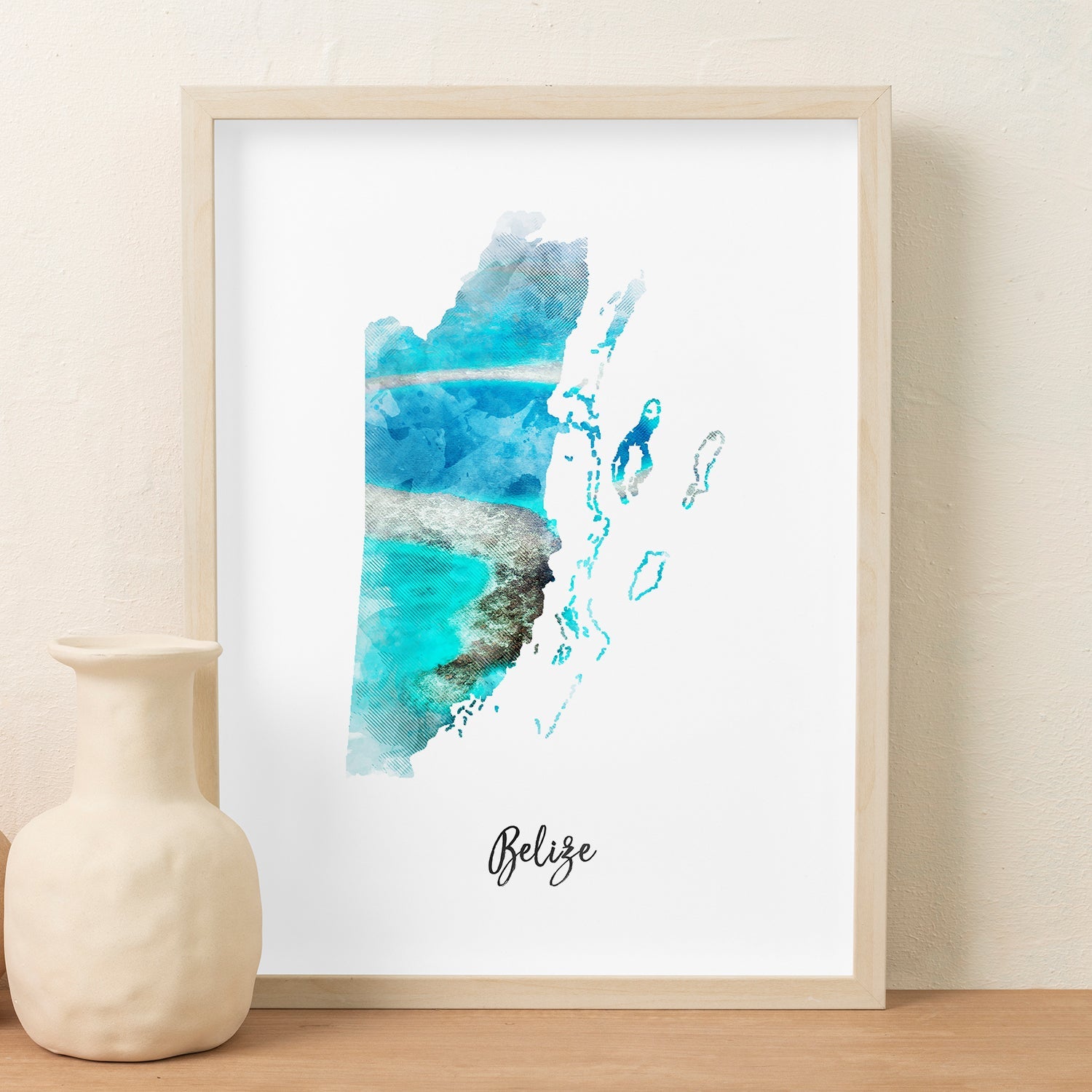 Belize Watercolor Map