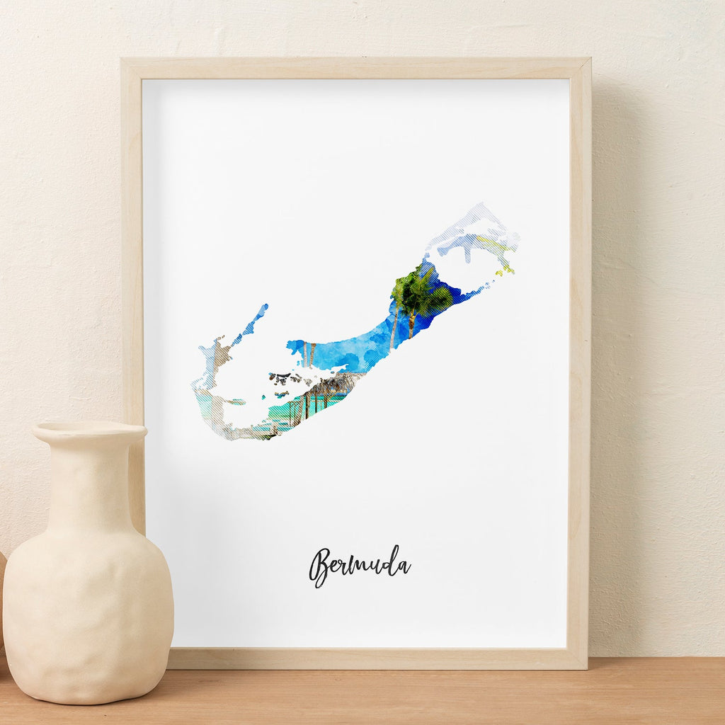 Bermuda Watercolor Map