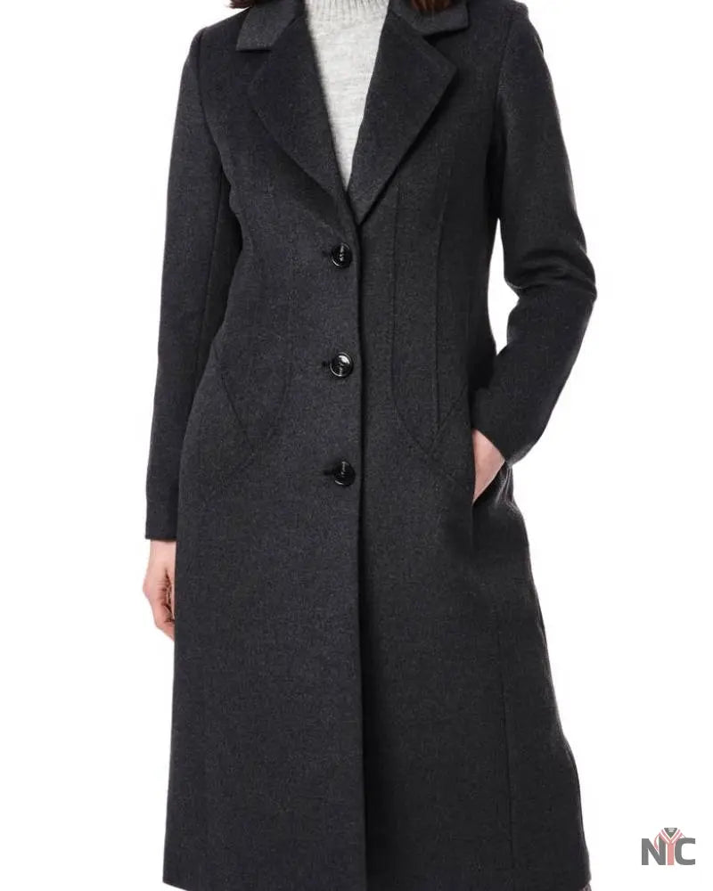 Bernardo Charcoal Tailored Wool Blend Coat Clanton Jacket
