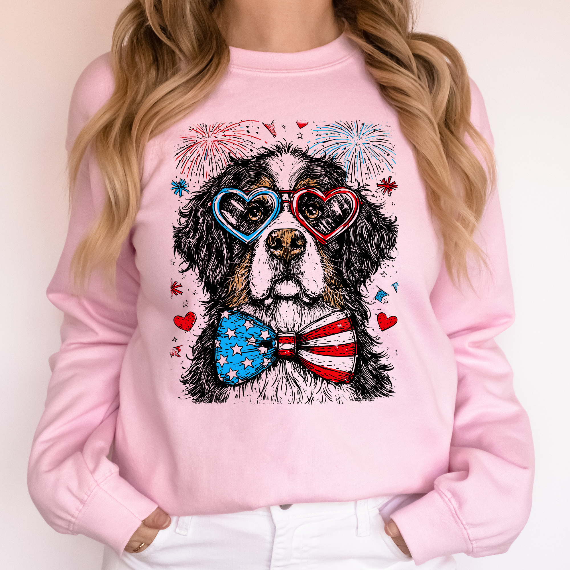 Bernese Mountain Patriotic Dog, USA, America, Pet Lover, 4th of July Sweatshirt