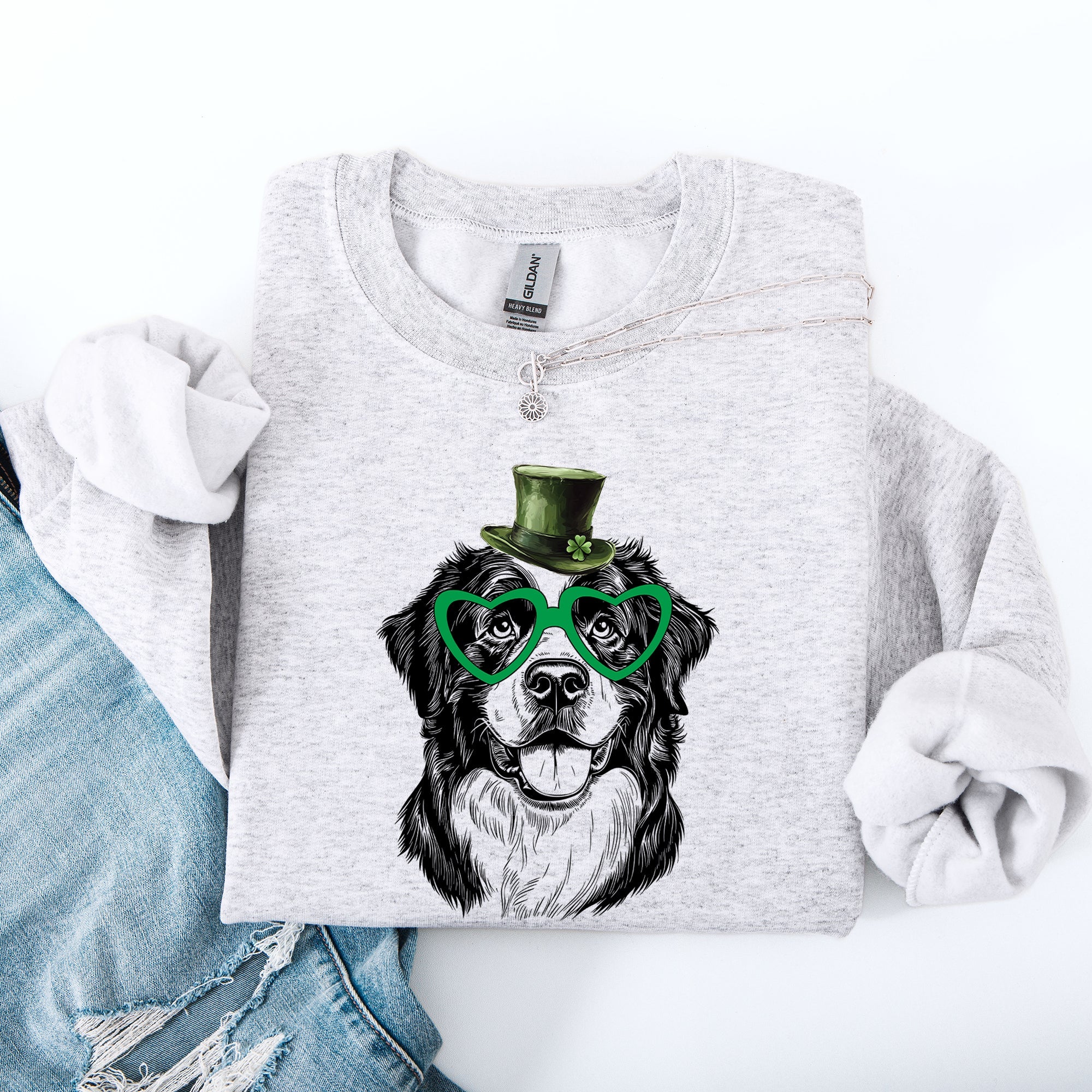 Bernese Mountain, Adorable Dog, St Patrick's Day, Lucky, Irish Sweatshirt