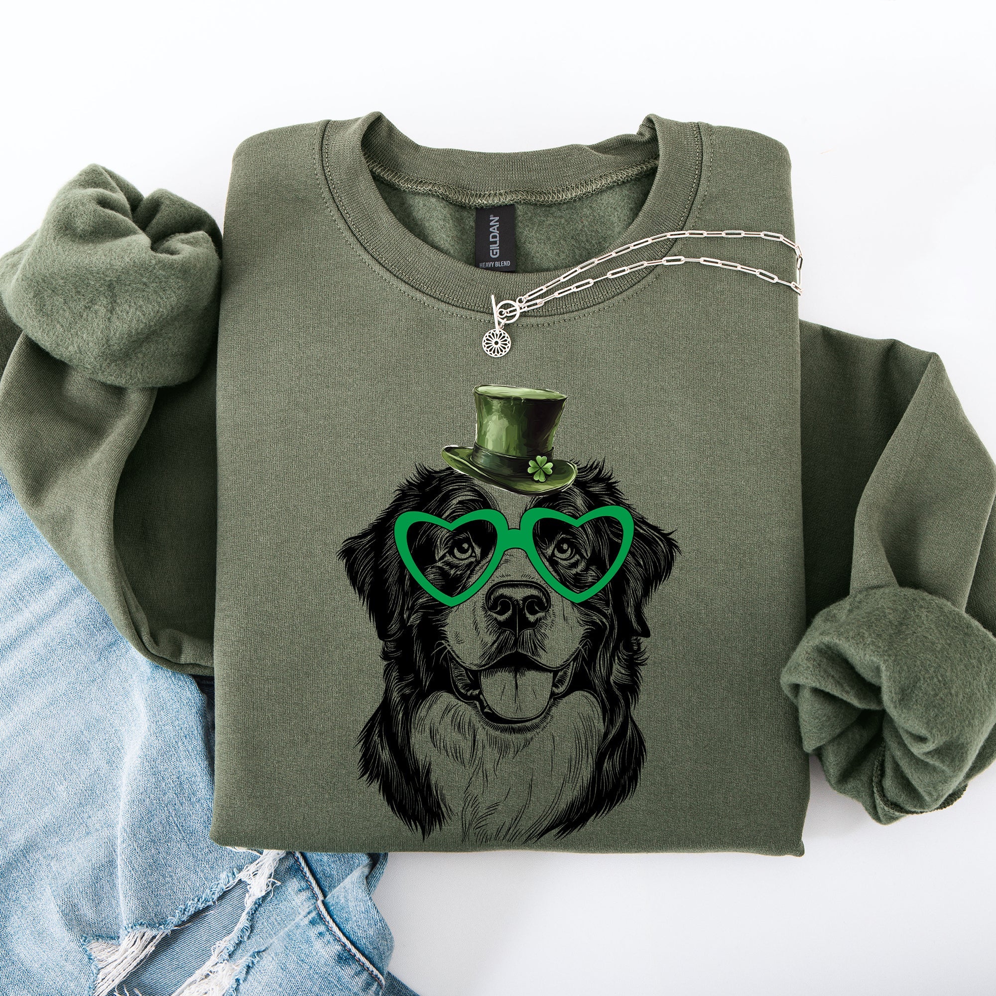 Bernese Mountain, Adorable Dog, St Patrick's Day, Lucky, Irish Sweatshirt