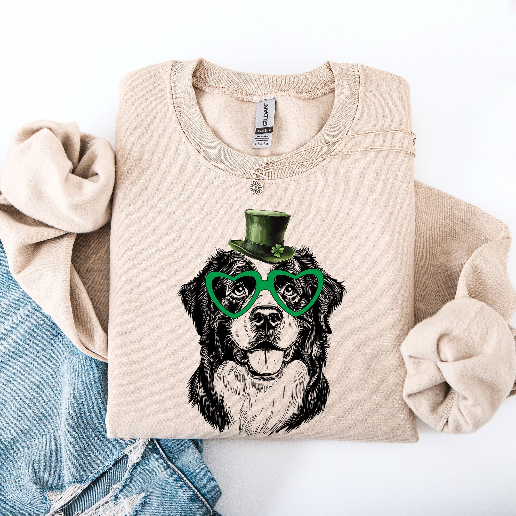 Bernese Mountain, Adorable Dog, St Patrick's Day, Lucky, Irish Sweatshirt