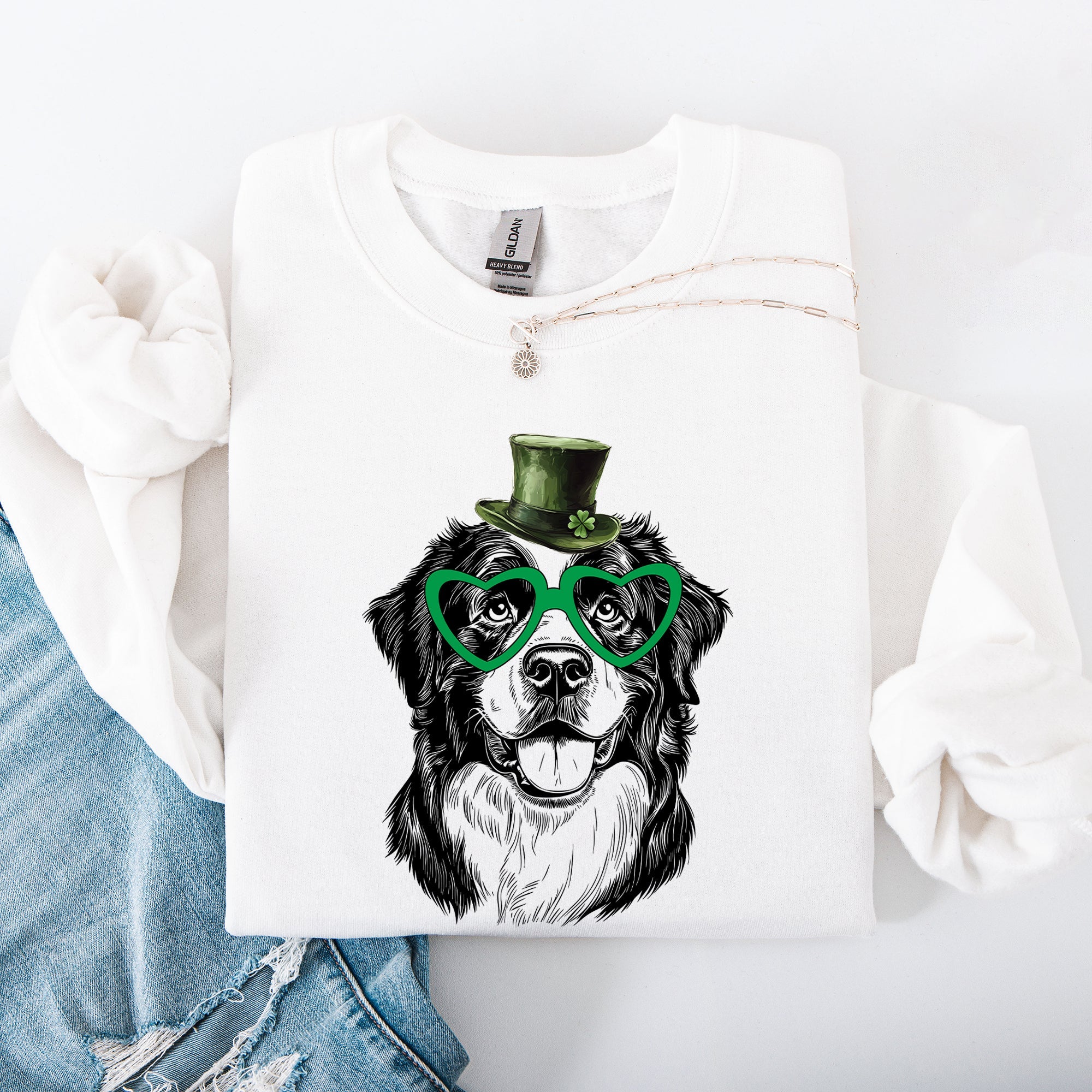 Bernese Mountain, Adorable Dog, St Patrick's Day, Lucky, Irish Sweatshirt