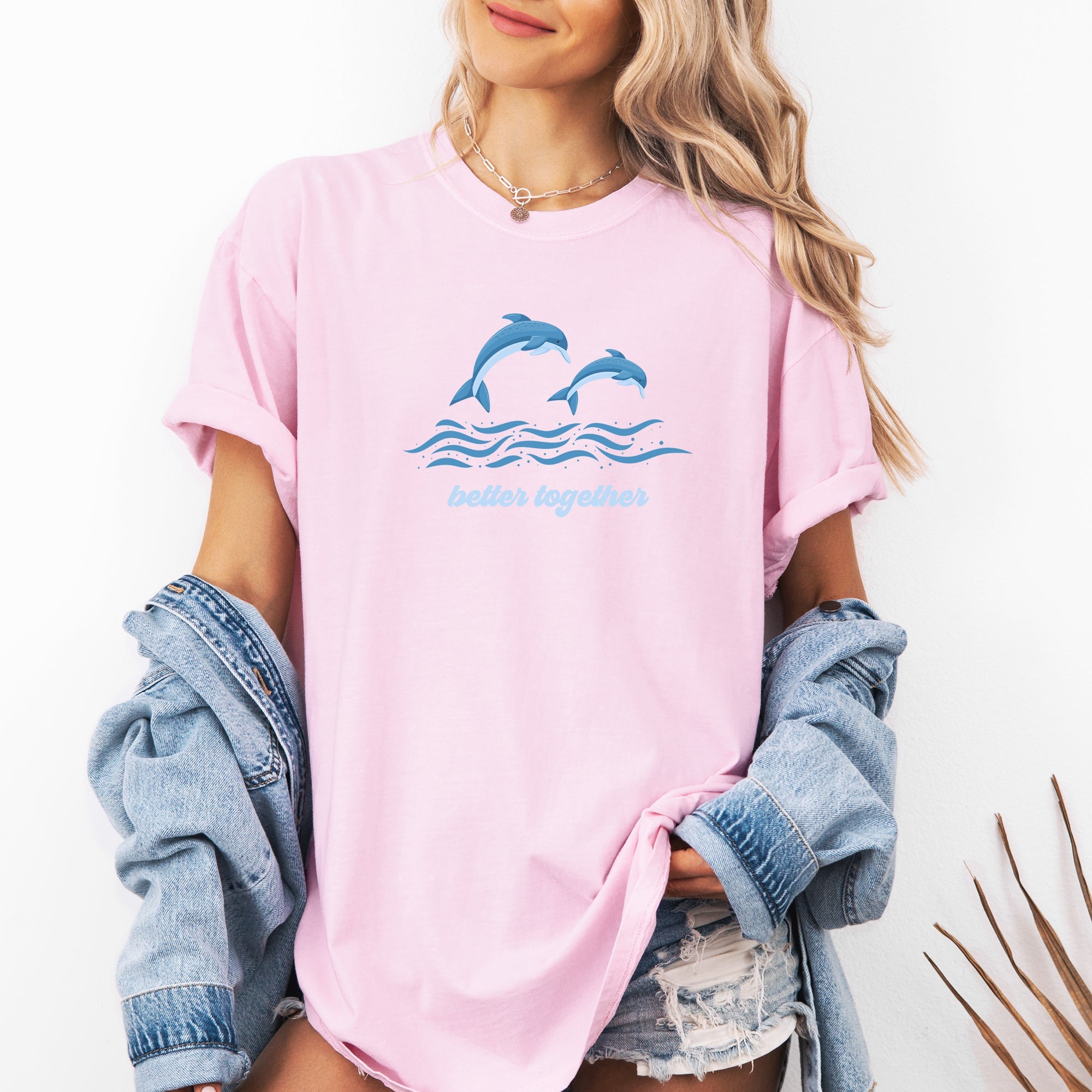 Better Together, Dolphins, Minimalist, Beach, Summer, Ocean, Marine Life, Sea Comfort Colors T-Shirt
