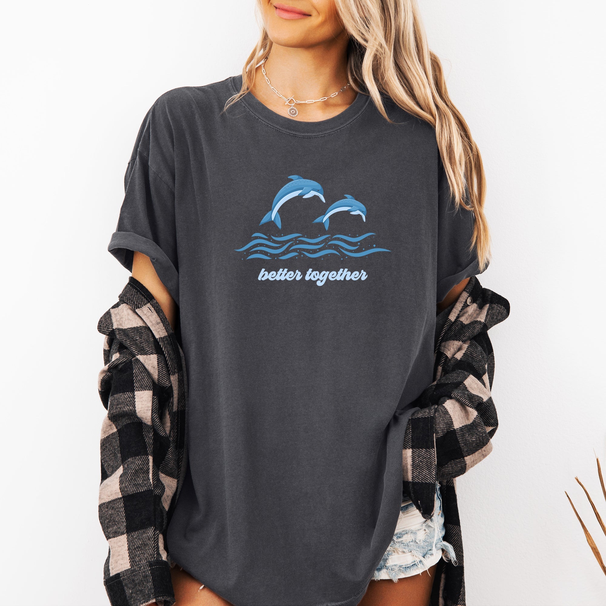 Better Together, Dolphins, Minimalist, Beach, Summer, Ocean, Marine Life, Sea Comfort Colors T-Shirt