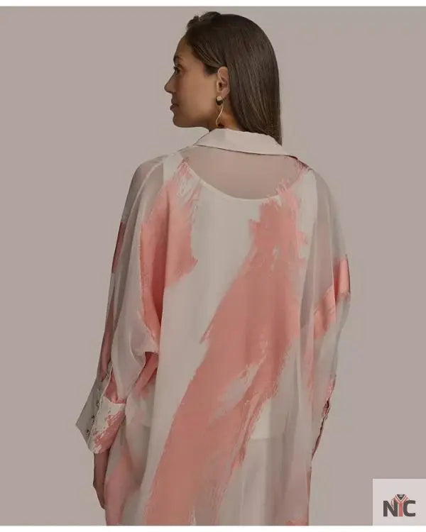 Beyond The Gates 2025 Tamara Tunie Coral Brushstroke Blouse Clanton Jacket