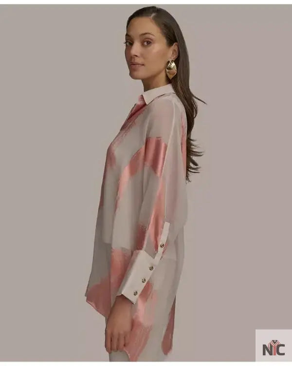 Beyond The Gates 2025 Tamara Tunie Coral Brushstroke Blouse Clanton Jacket