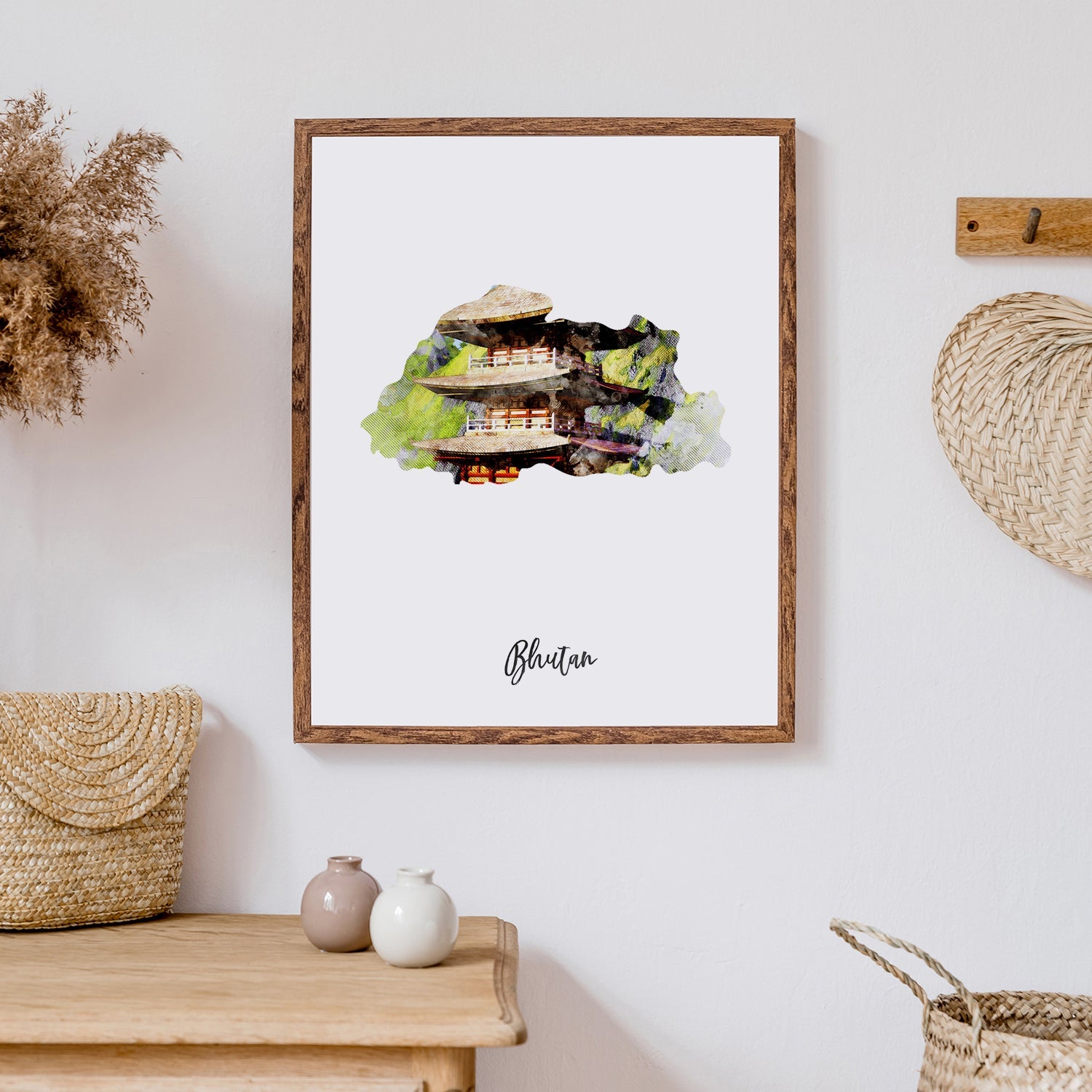 Bhutan Watercolor Map