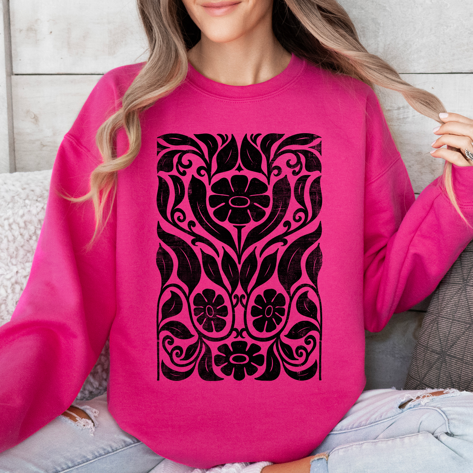 Big Bloom Daisy Flower, Vintage Boho, Nature Sweatshirt