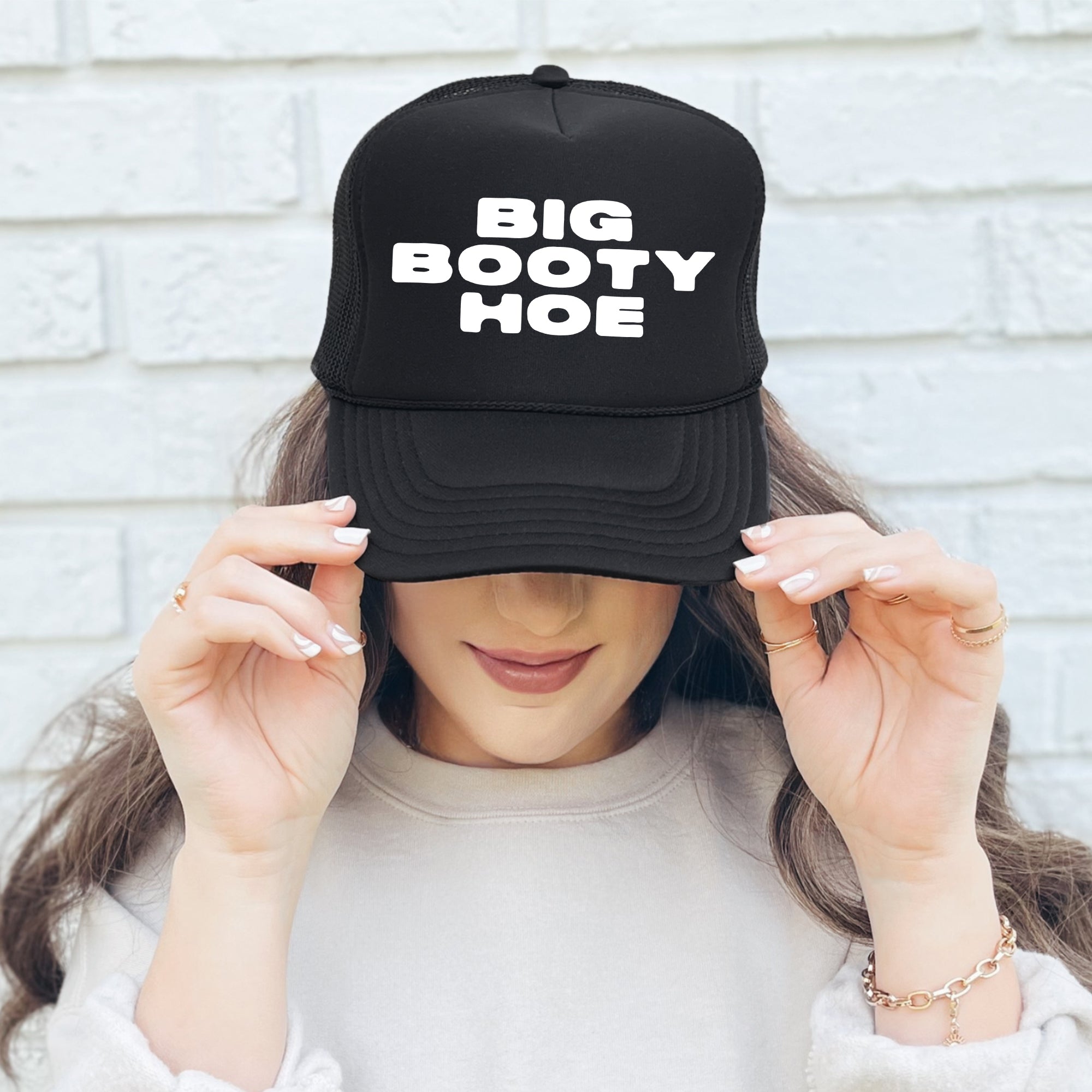 Big Booty Hoe, Sassy, Funny, Black Snapback Trucker Hat