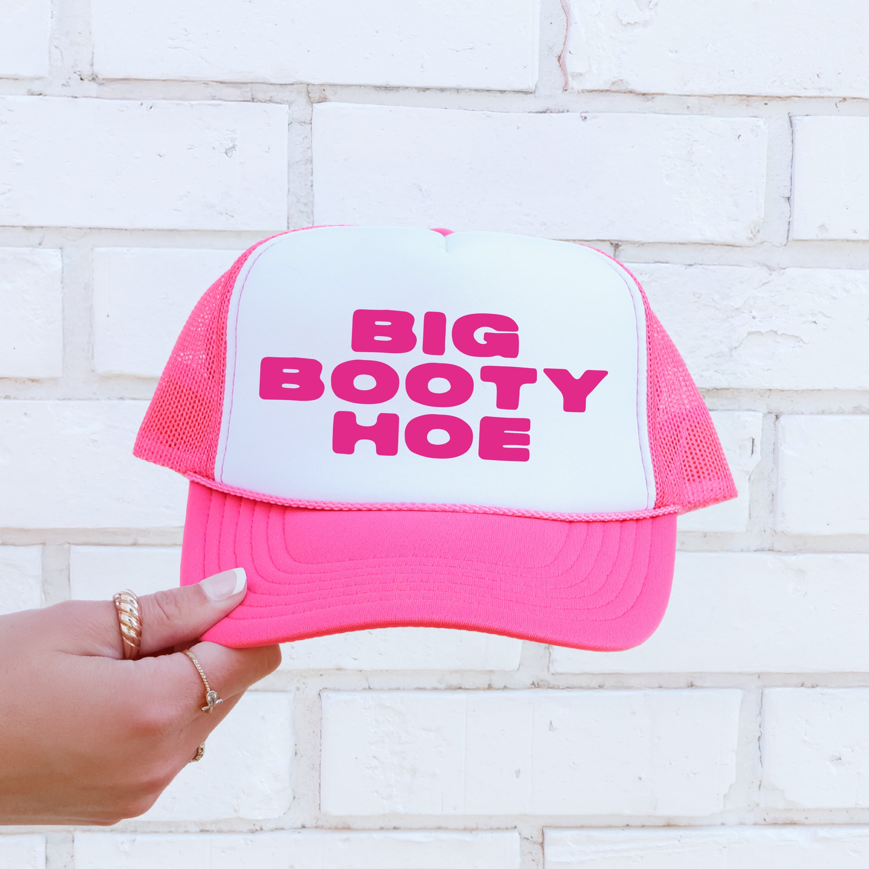 Big Booty Hoe, Sassy, Funny, Bright Pink Snapback Trucker Hat