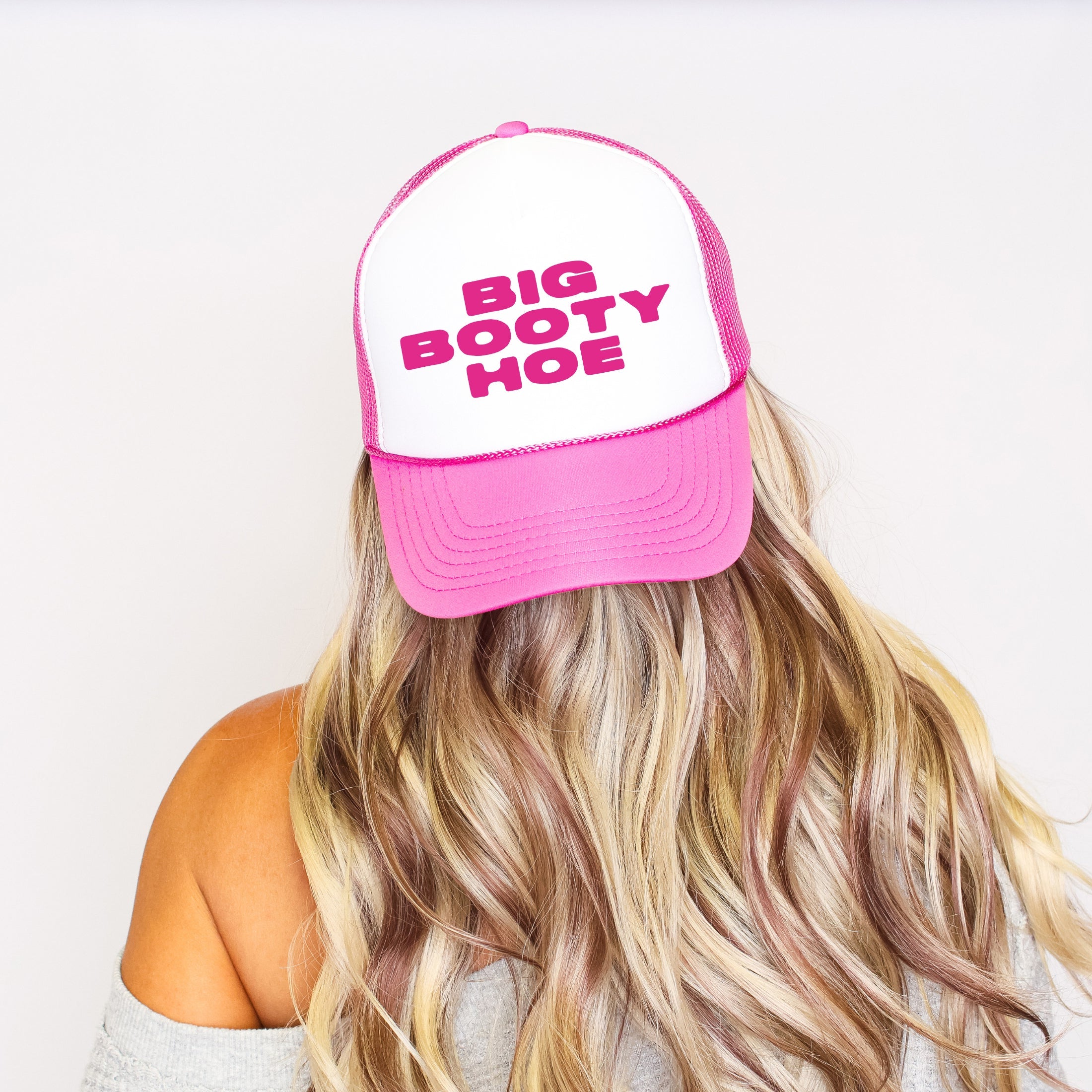 Big Booty Hoe, Sassy, Funny, Bright Pink Snapback Trucker Hat