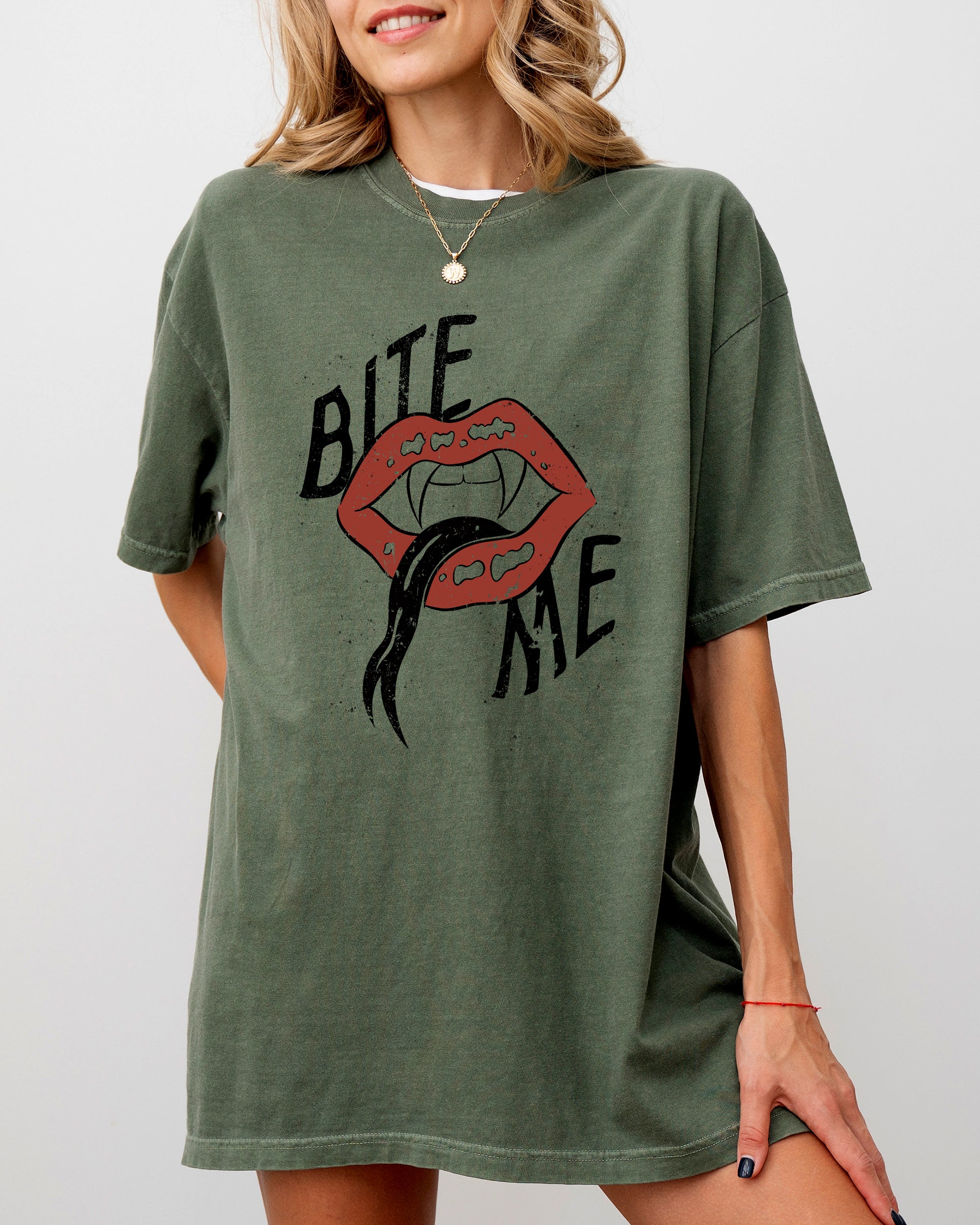 Bite Me, Lips, Vampire, Funny, Sexy, Crude, Sarcastic, Vulgar Shirt Comfort Colors T-Shirt