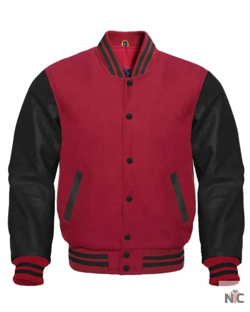 Black And Maroon Varsity Jacket Clanton Jacket